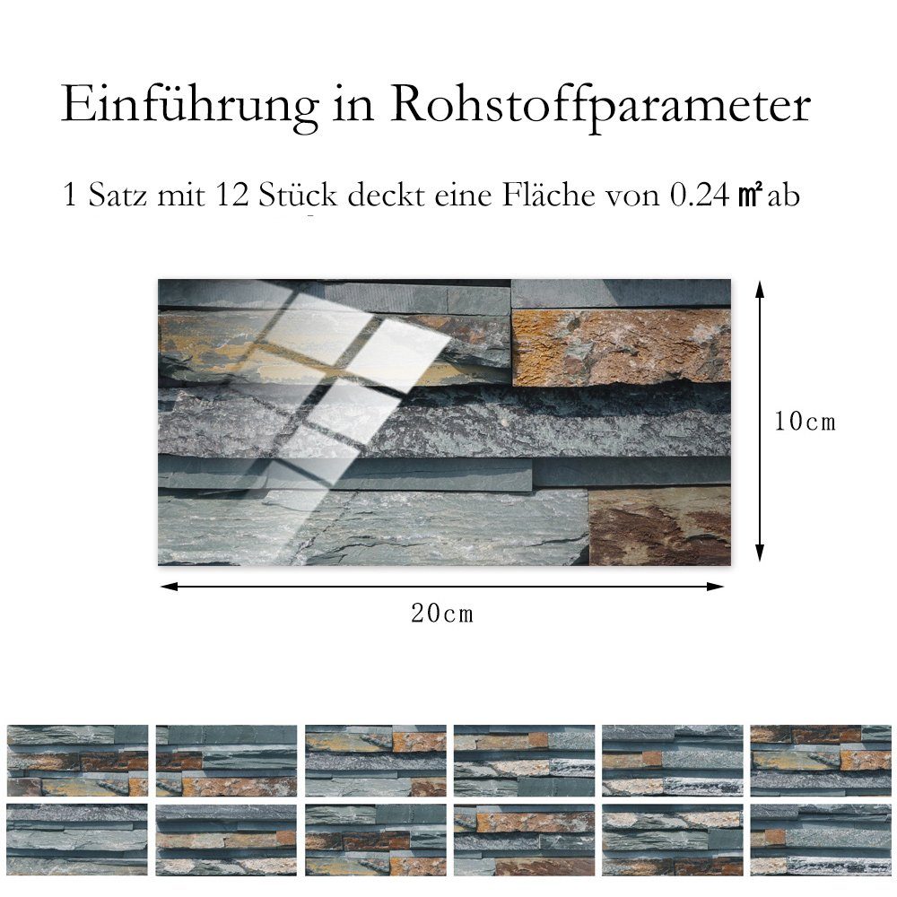 COOL-i ® Fliesenaufkleber, 12St 20x10cm,Fliesenaufkleber, selbstklebende günstig online kaufen