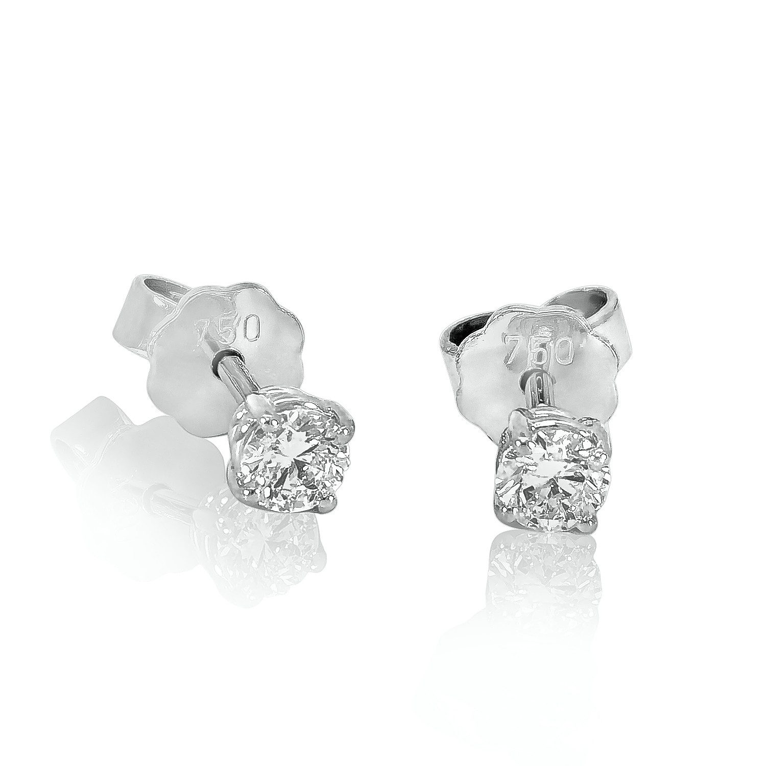 Webgoldschmied Paar Ohrstecker Diamant Ohrstecker 750 Weißgold mit 2 Diamanten Brillanten 0,42 F/IF, 750 Weißgold