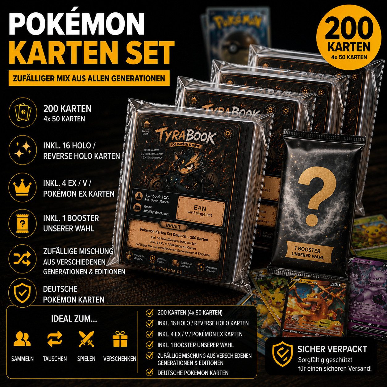 The Pokémon Company Sammelkarte Pokémon Karten Deutsch – Reverse Holo, EX, Booster & Bulk