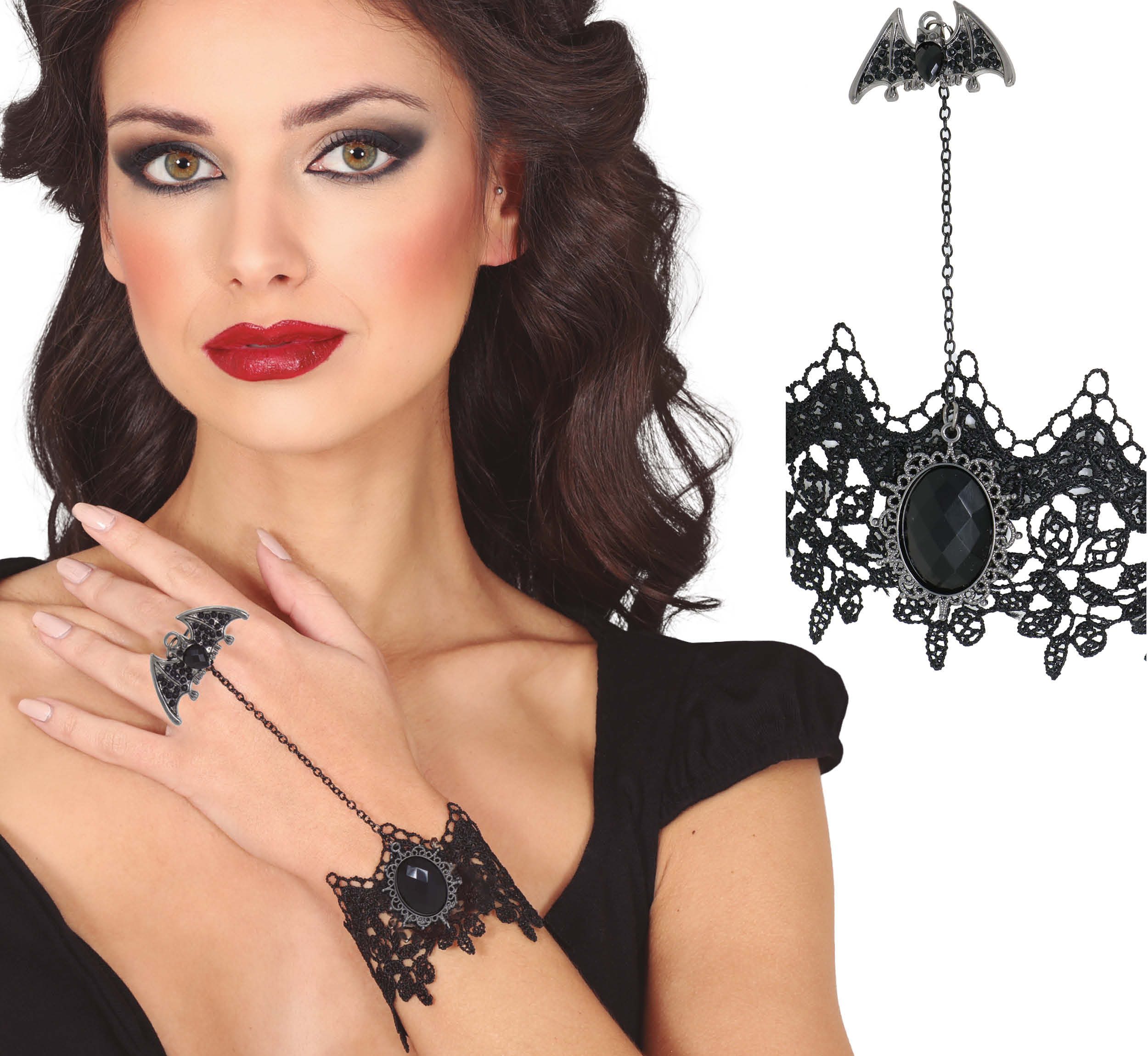 Fiestas Guirca Kostüm, Vampir Armband Ring Kombination Mystische Halloween günstig online kaufen