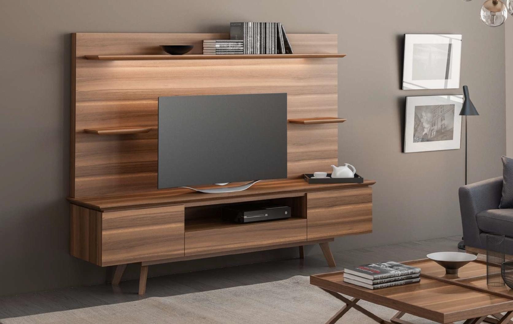 JVmoebel Wohnwand Walnussregal mit eleganter Maserung für modernes Wohnen, (Wohnwand), Made in Europa