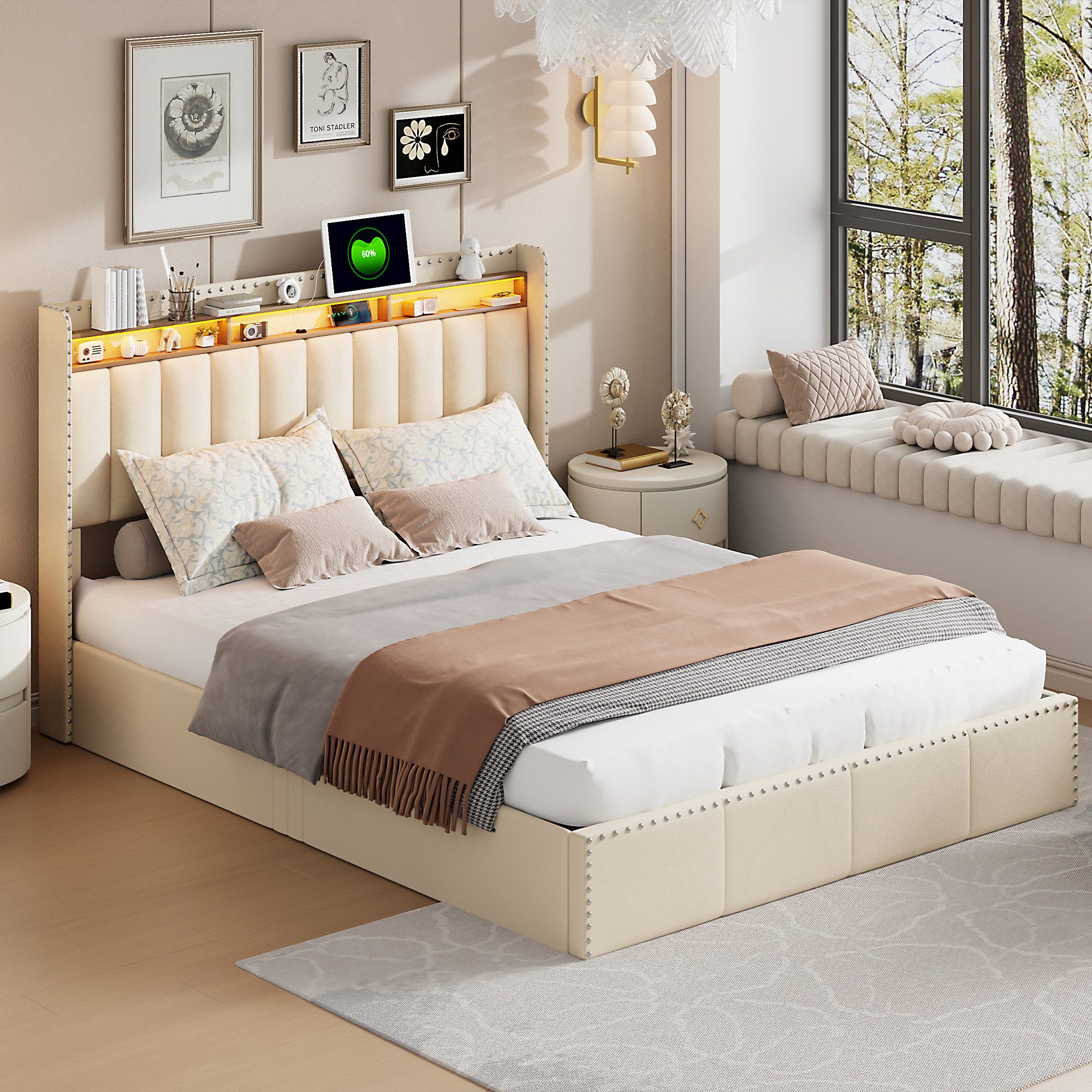 Furnishings Home Polsterbett Stauraumbett Doppelbett Jugendbett (Hydraulisc günstig online kaufen