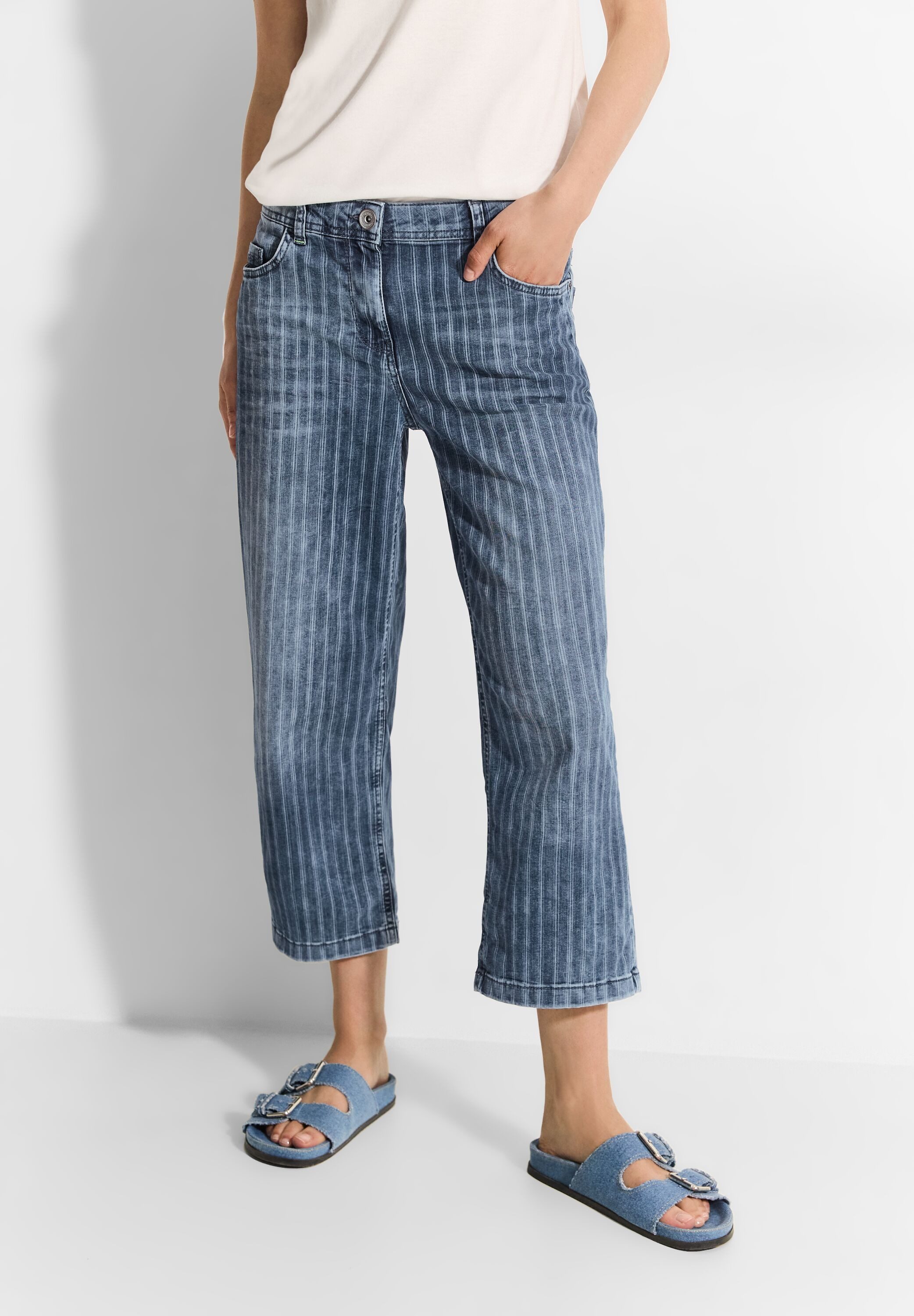Cecil 3/4-Jeans mit Laser-Print Streifen