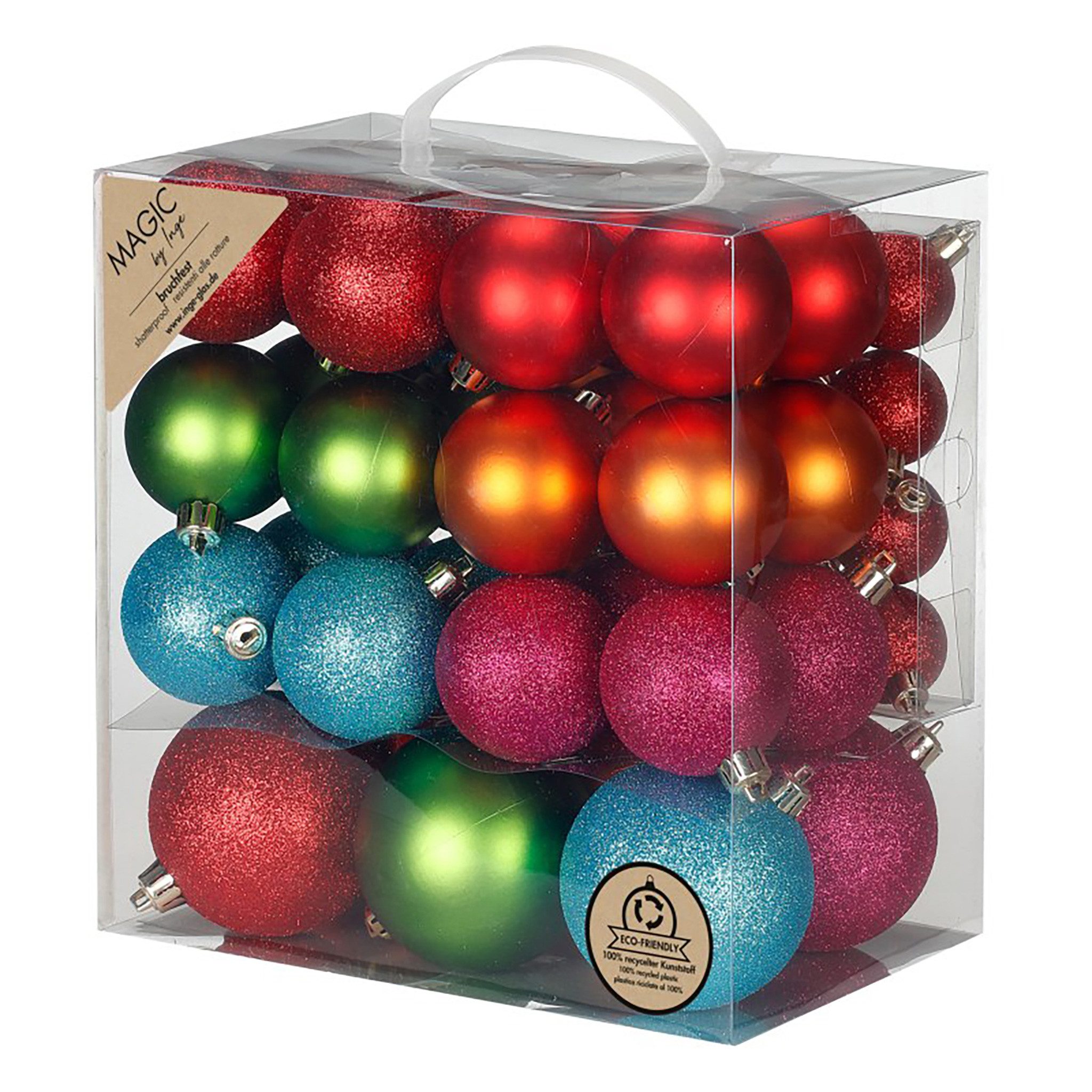 MAGIC by Inge Weihnachtsbaumkugel, Weihnachtskugeln Kunststoff 4-8cm Mix 54er Set - Mille Fiori