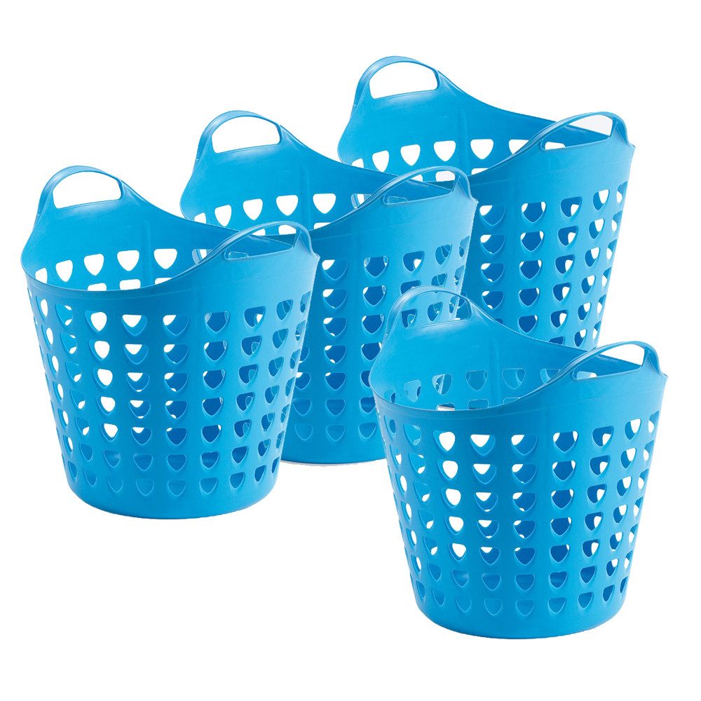 Kreher Wäschekorb Flexi Korb 35 Liter mit Loch (Farbe/Set wählbar) (4 St)