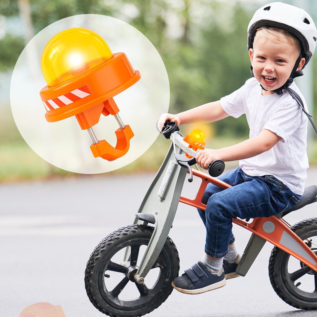 Smart-Planet Fahrradklingel Fahrradklingel Kinder Bauarbeiter – LKW Hupe Sound & Blinklicht Gelb