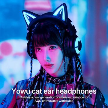 YOWU Multi-Kanal-Konfiguration Gaming-Headset (App-Steuerung Kabellos mit langer Batterielebensdauer und stylischem Zubehör, mit 7.1-Multi-Kanal-Sound,Präziser Positionierung& Freiheit Spielwelt)