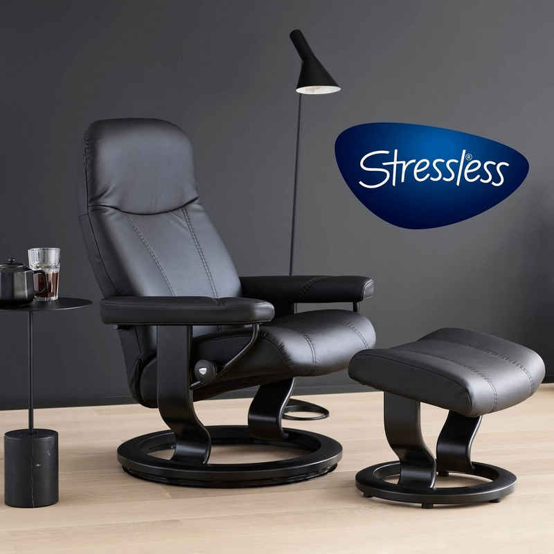 Stressless® Relaxsessel Consul Classic Gr. L, mit Hocker, schwarz, montiert, Qualitätsmöbel aus Norwegen