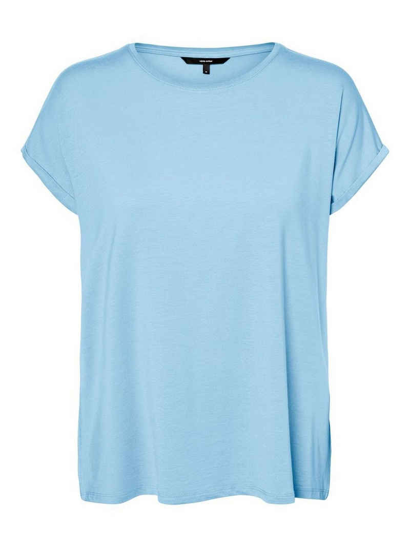Vero Moda T-Shirt Einfarbiges Rundhals Basic T-Shirt VMAVA (1-tlg) 4078 in Babyblau