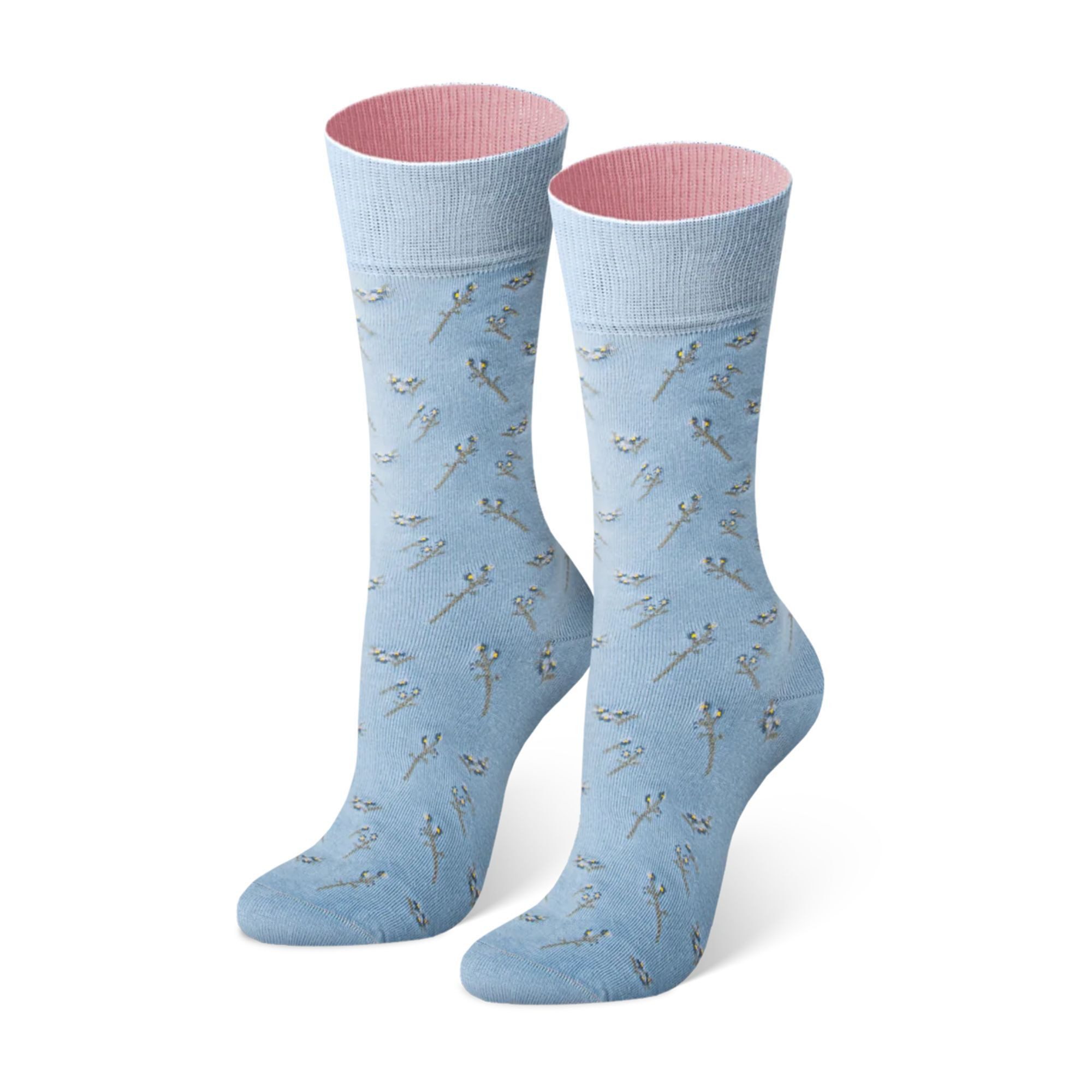 von Jungfeld Носки Blumen Bio-Baumwolle Woman (1-Paar, 1 Paar) Einfarbige Damensocken mit Stickmotiv