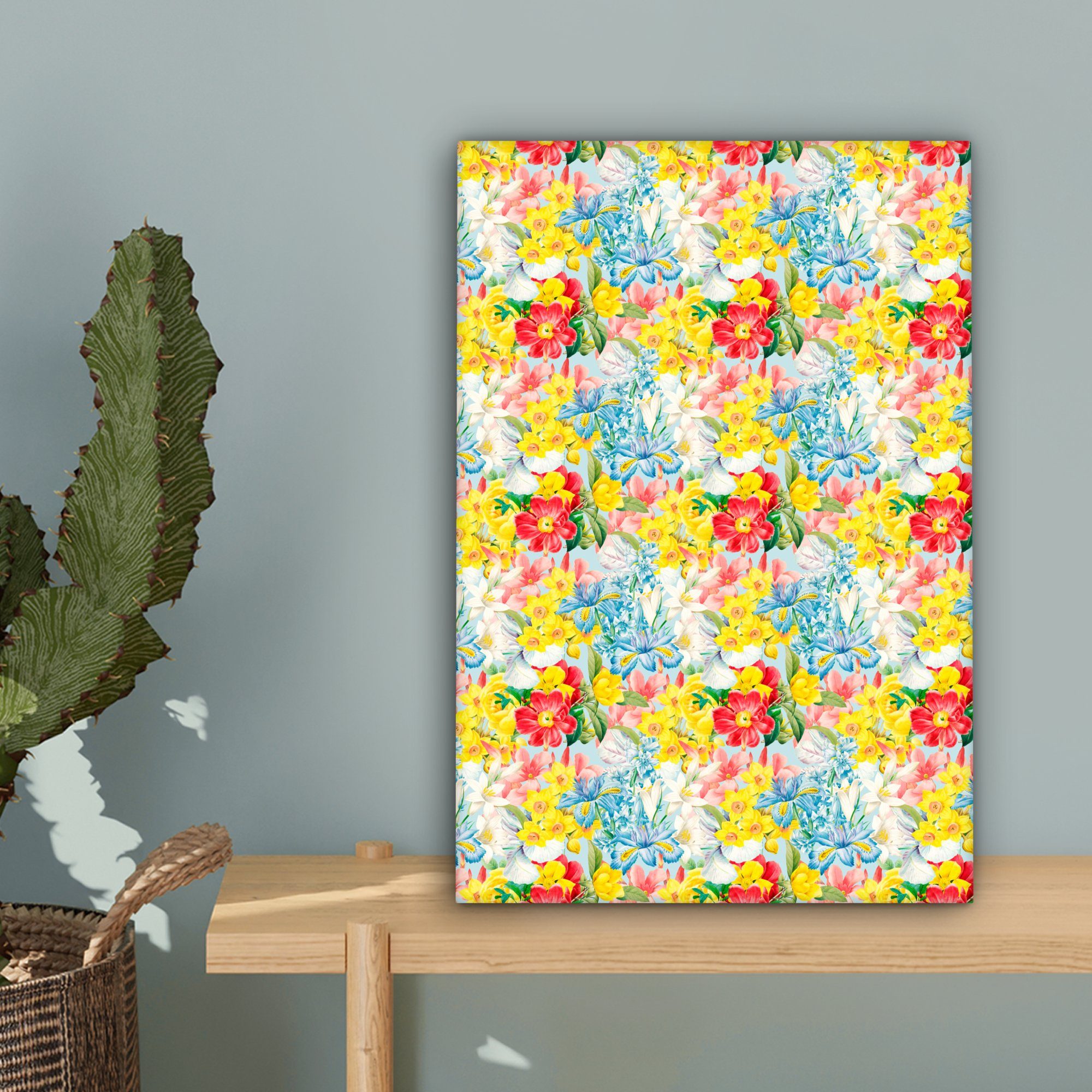 Muster, Sommer Leinwandbild OneMillionCanvasses® Zackenaufhänger, (1 Blumen Leinwandbild inkl. Gemälde, fertig - St), cm - bespannt 20x30