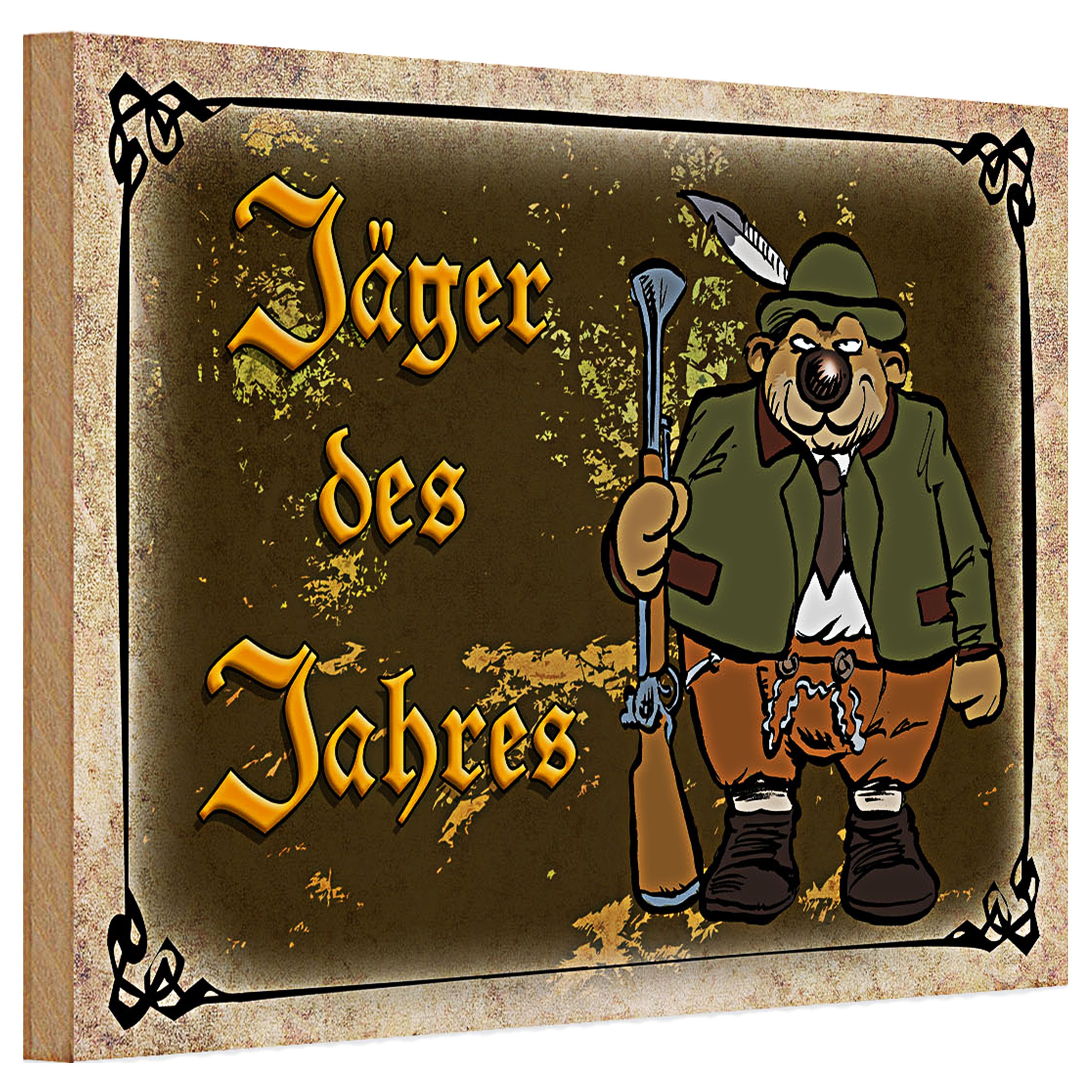 Roomando Holzbild Holzschild Jagd 30x20cm Jäger des Jahres Abenteuer