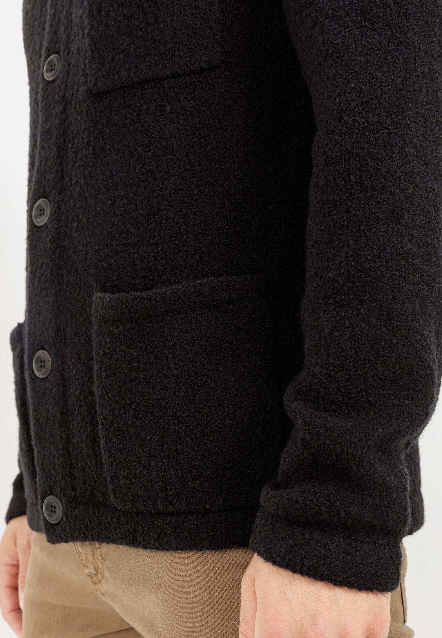 camel active Strickjacke Strickjacke aus einem angenehmen Wollmix Langarm Umlegekragen