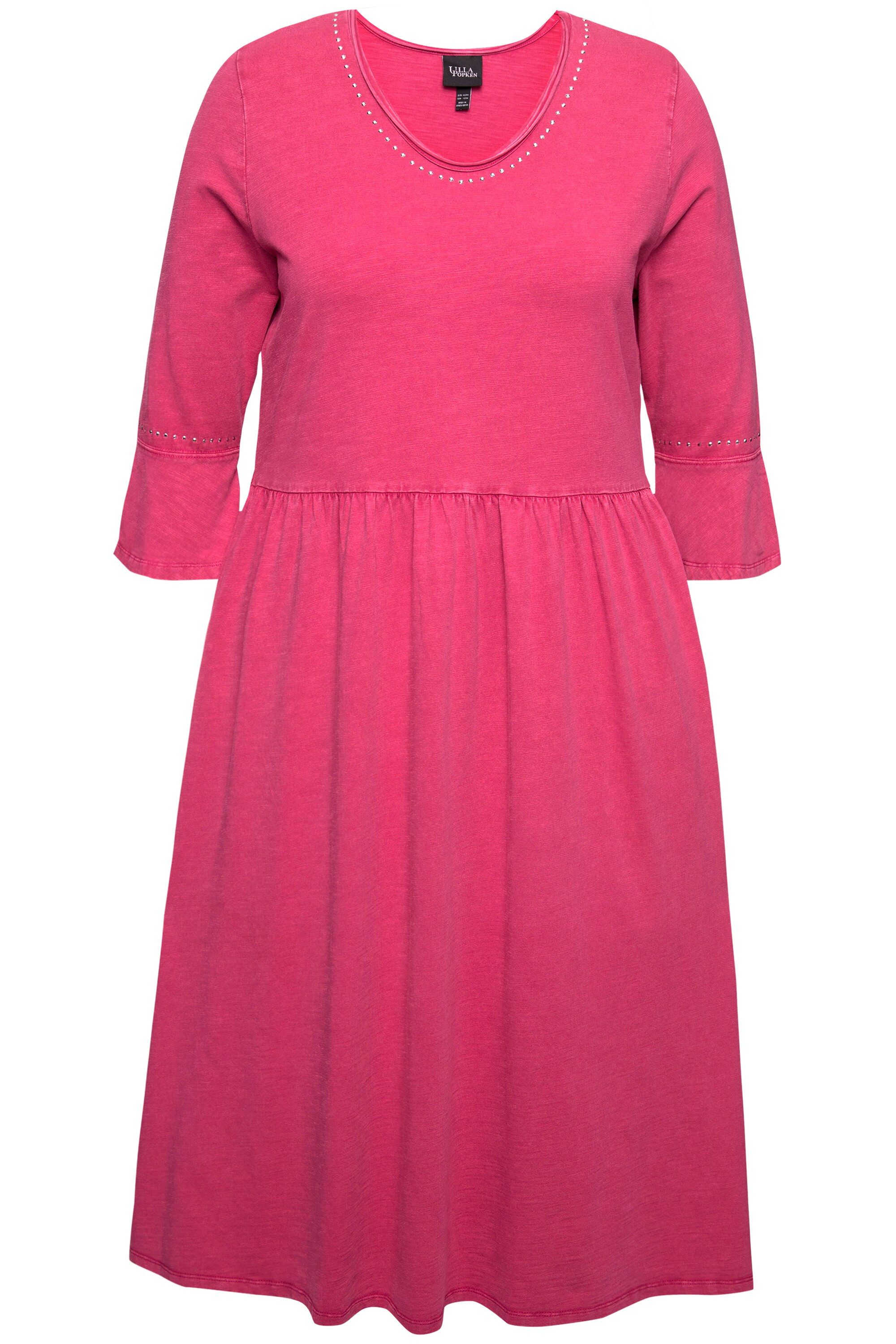 Ulla Popken Midikleid Jerseykleid Rollkanten A-Linie günstig online kaufen