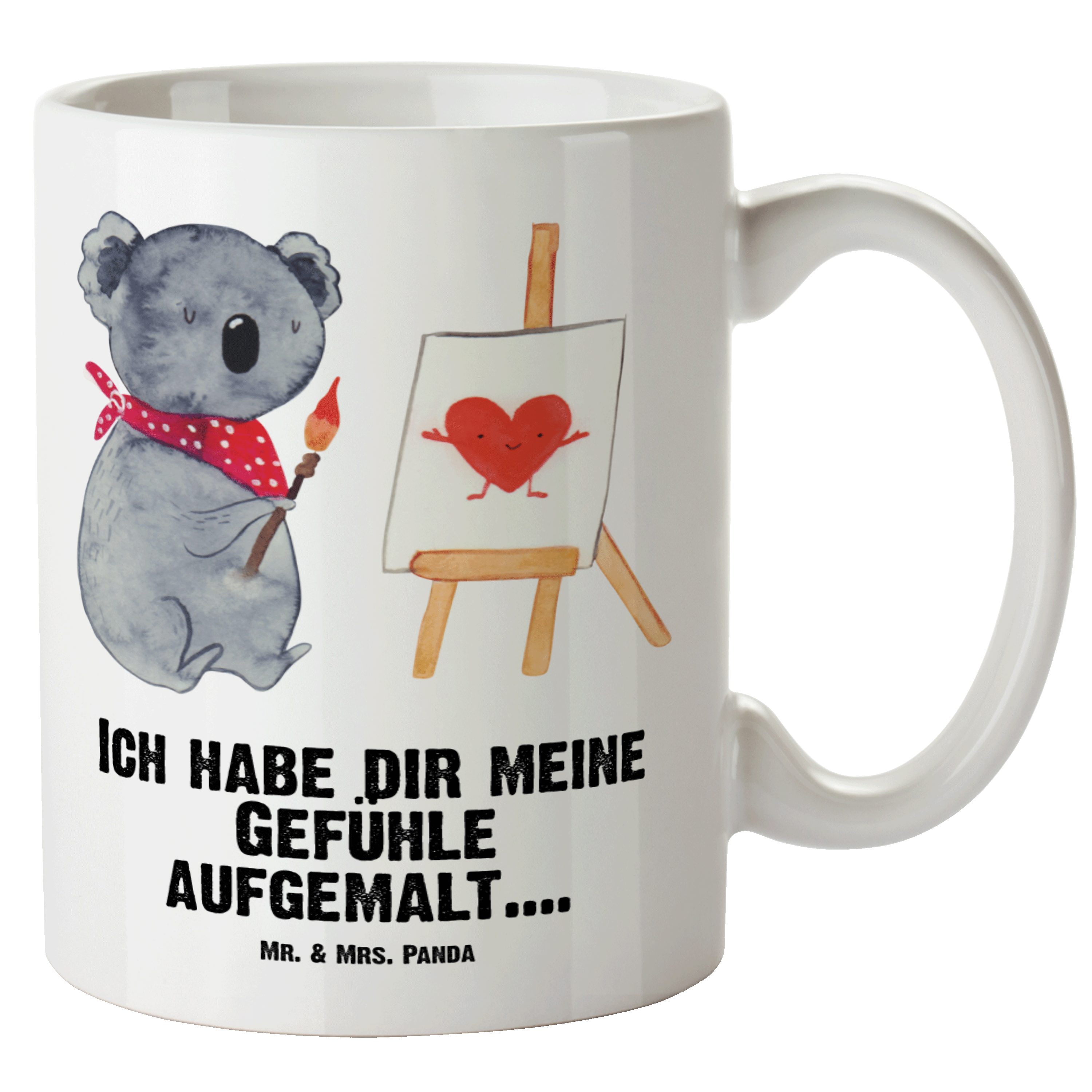 Mr. & Mrs. Panda Tasse Koala Künstler - Weiß - Geschenk, XL Becher, Liebensbeweis, Jumbo Tas, XL Tasse Keramik