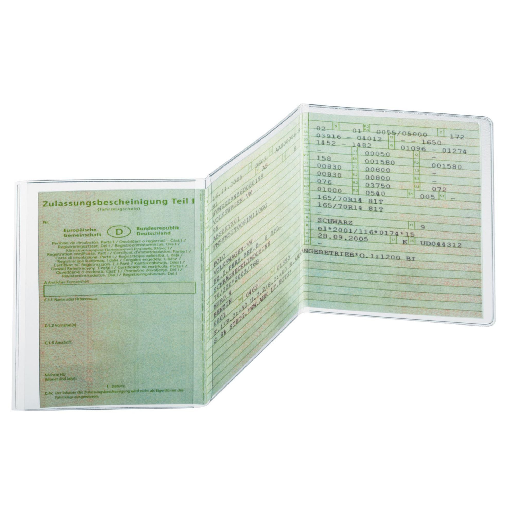 DURABLE Dokumententasche Durable Hülle 210x105mm tr dreitlg. für KFZ Scheine 170my