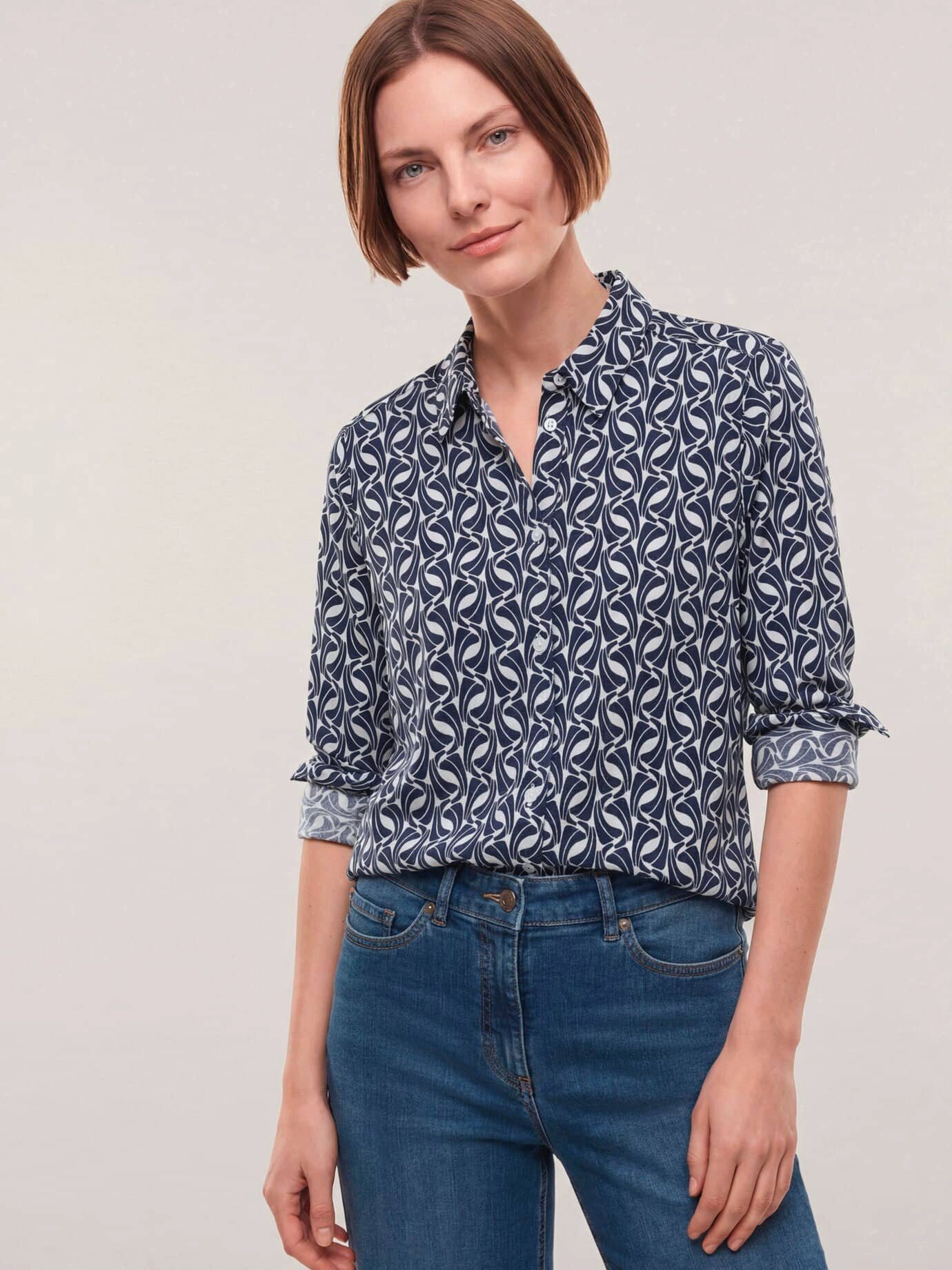 Walbusch Hemdbluse Extraglatt-Bluse Everyday 2.0 Langarm bequeme Passform Damen Bügelfreie Popeline, 100% Baumwolle, atmungsaktiv, pflegeleicht