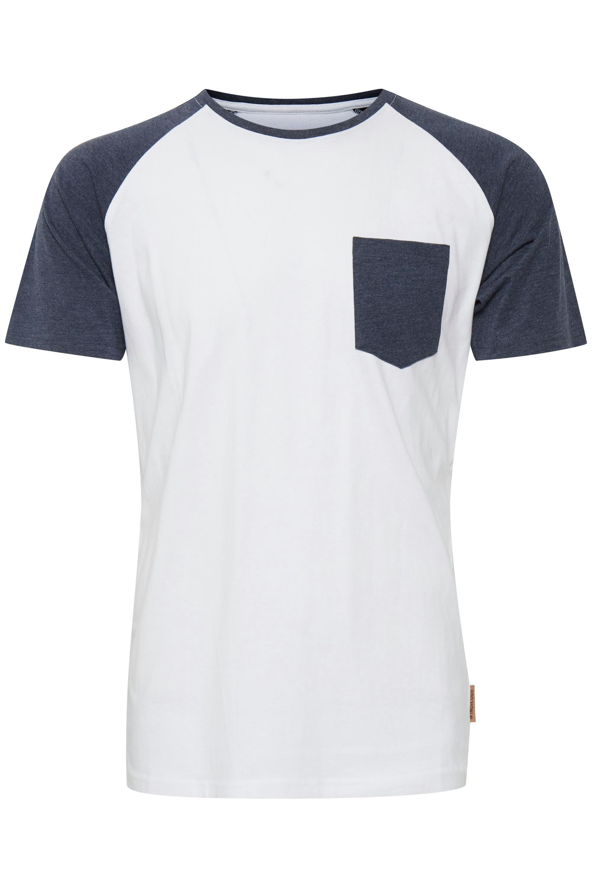 Indicode Rundhalsshirt IDGresham Kurzarmshirt im Optical (001) White Baseball-Look