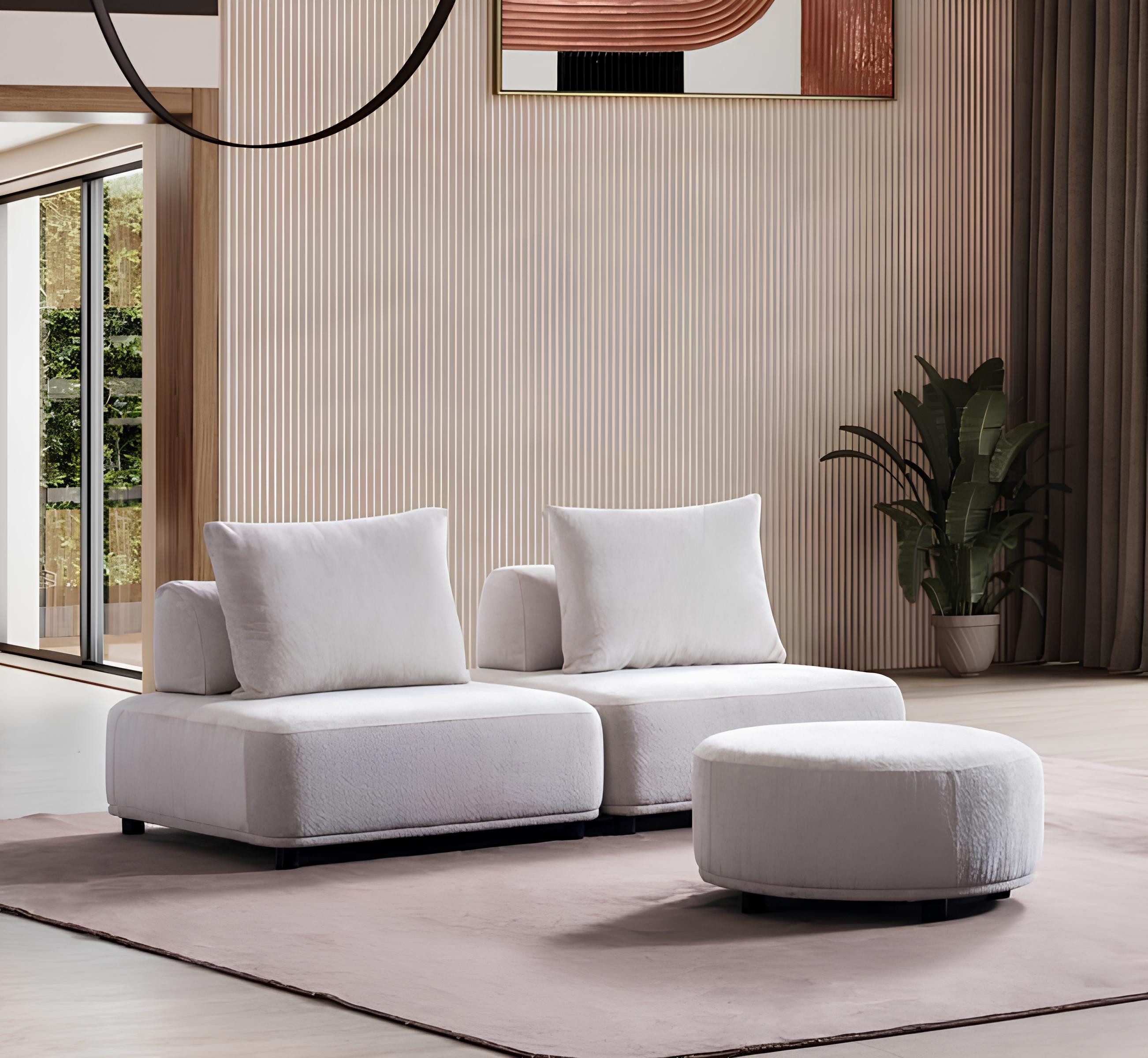 JVmoebel Ottomane Wohnzimmer Designer Garnitur Model Sofa Polster Sessel Set 3tlg, Made in Europa