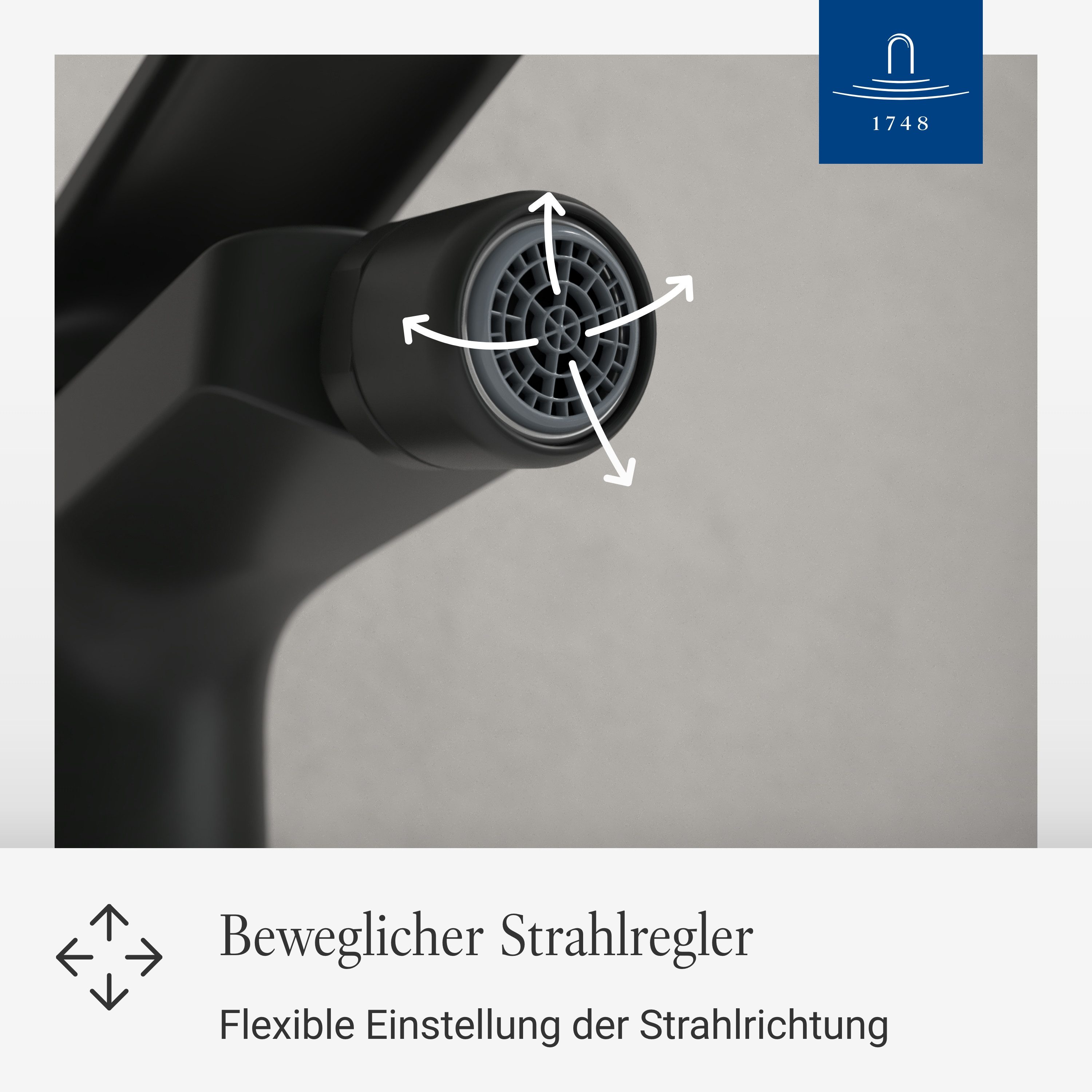 Villeroy & Boch Bidetarmatur Oasis Einhebel Bidet Wasserhahn mit Zugstange und Keramikkartusche, Bidetmischer