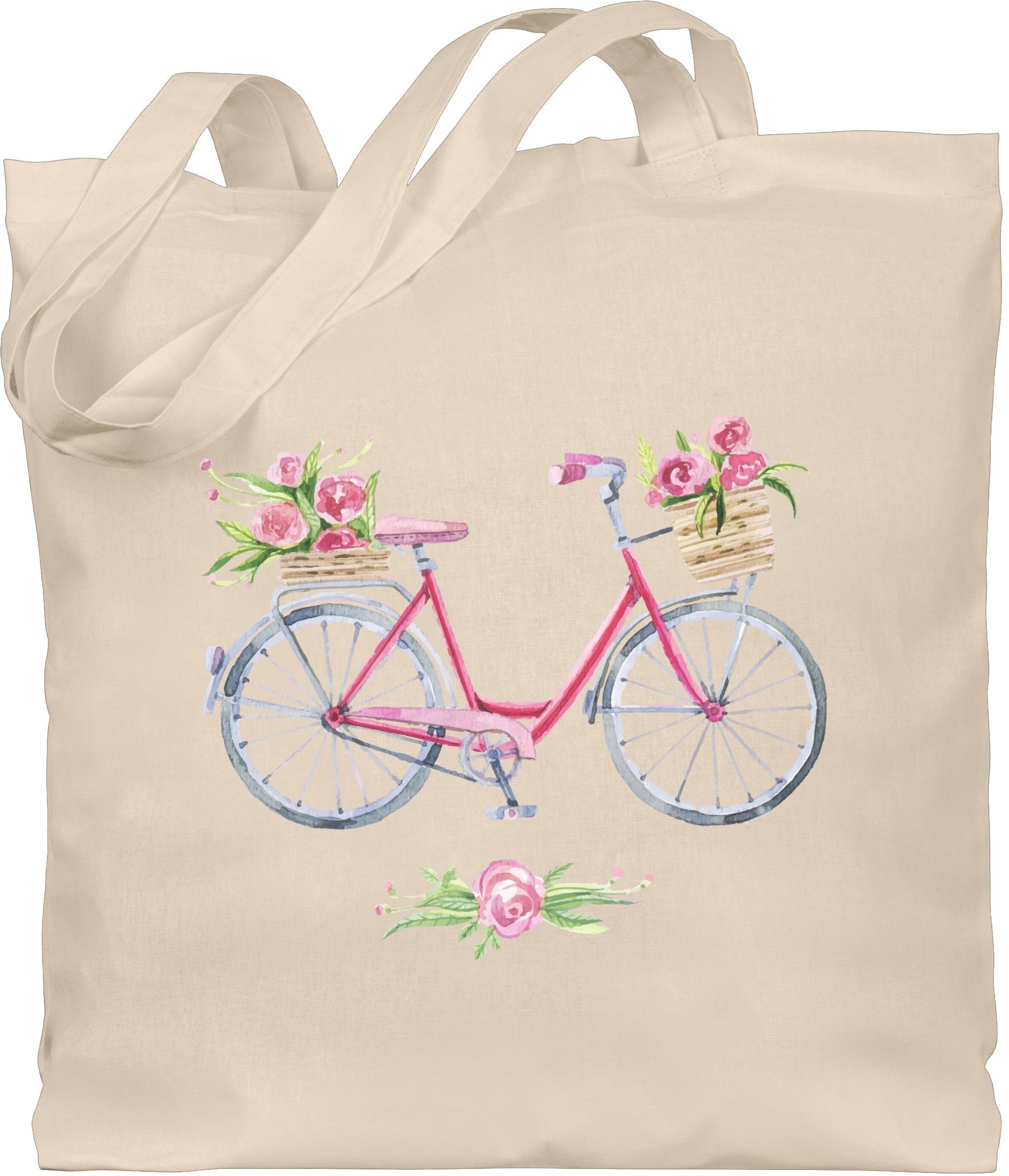 Shirtracer Umhängetasche Vintage Fahrrad Wasserfarbe Blumen, Vintage Retro 1 Naturweiß
