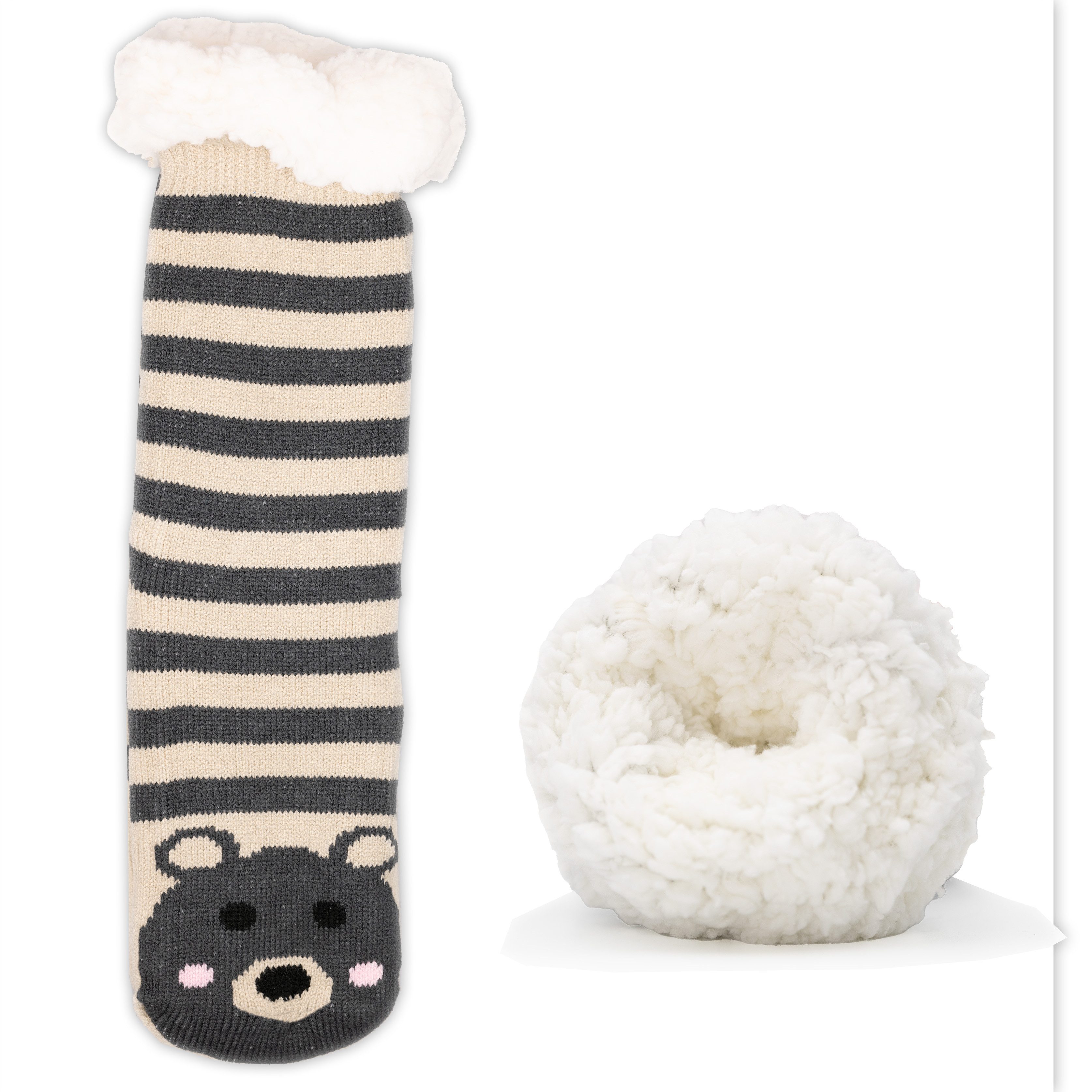 Frostfighter Haussocken Damen Hüttensocken mit ABS Stoppersohle (1-Paar) Hüttenschuhe, Wolkenfutter, dicke sehr warme gefütterte Socken