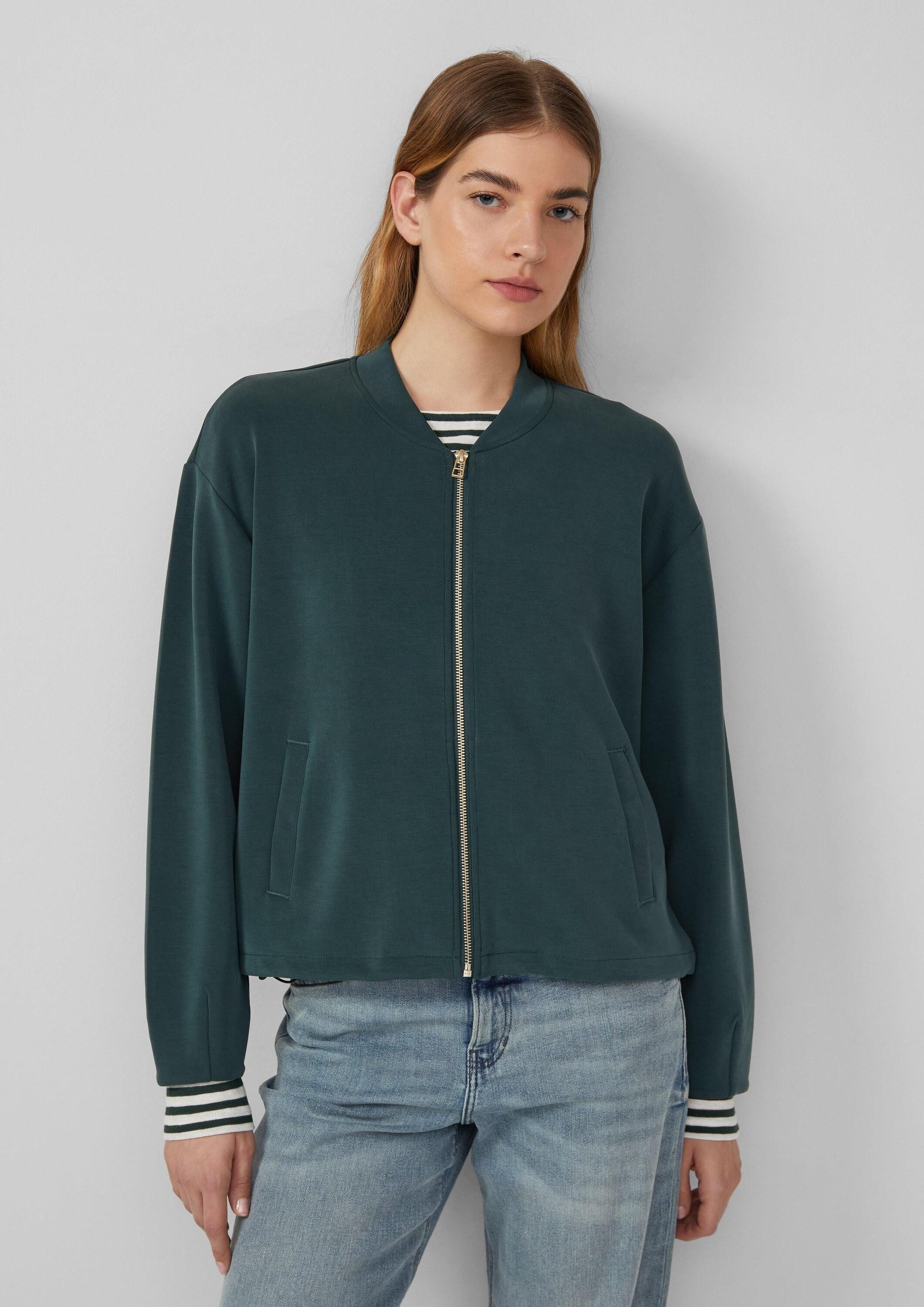 s.Oliver Sweatjacke Sweatshirt Jacke Oversized Scuba-Jacke mit verstellbare günstig online kaufen