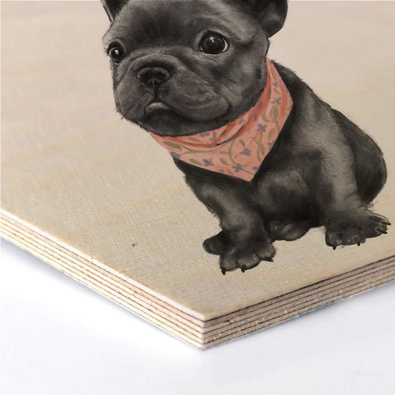 Wall-Art Holzbild St) Französische Bulldogge (1 Holzbild