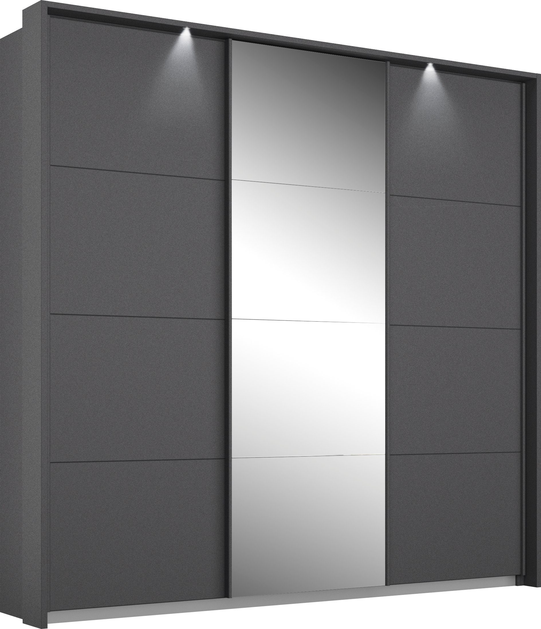 rauch Schwebetürenschrank Kleiderschrank Schrank Garderobe Schlafzimmerschrank Ankleide KEPAN (optional mit Beleuchtung, Breiten: 211-368 cm, Höhen 213/233 cm) inkl. Schubladeneinsatz und Passepartout MADE IN GERMANY
