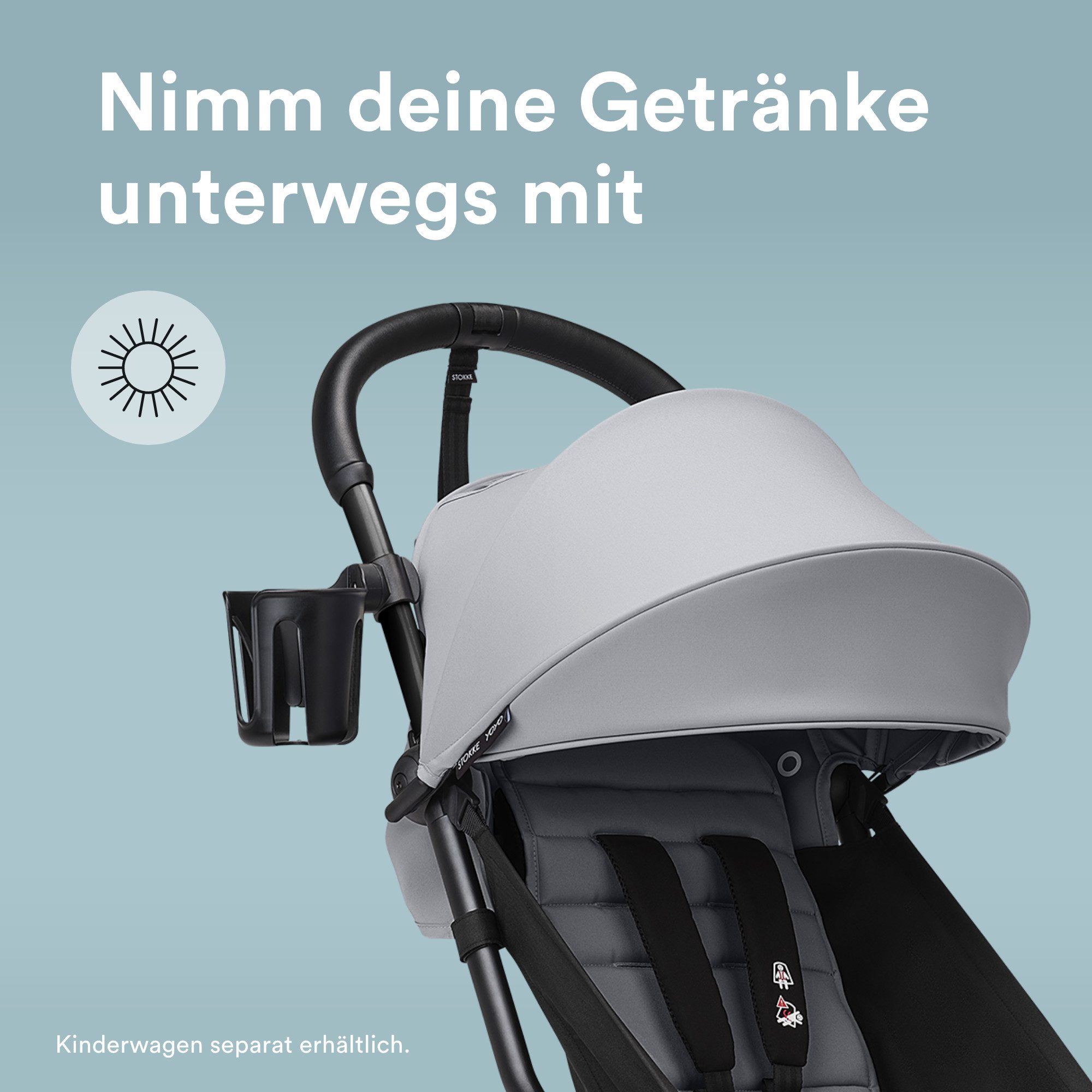 Stokke Kinderwagenaufsatz YOYO Becherhalter, Einfach an sechs verschiedenen Punkten zu befestigen