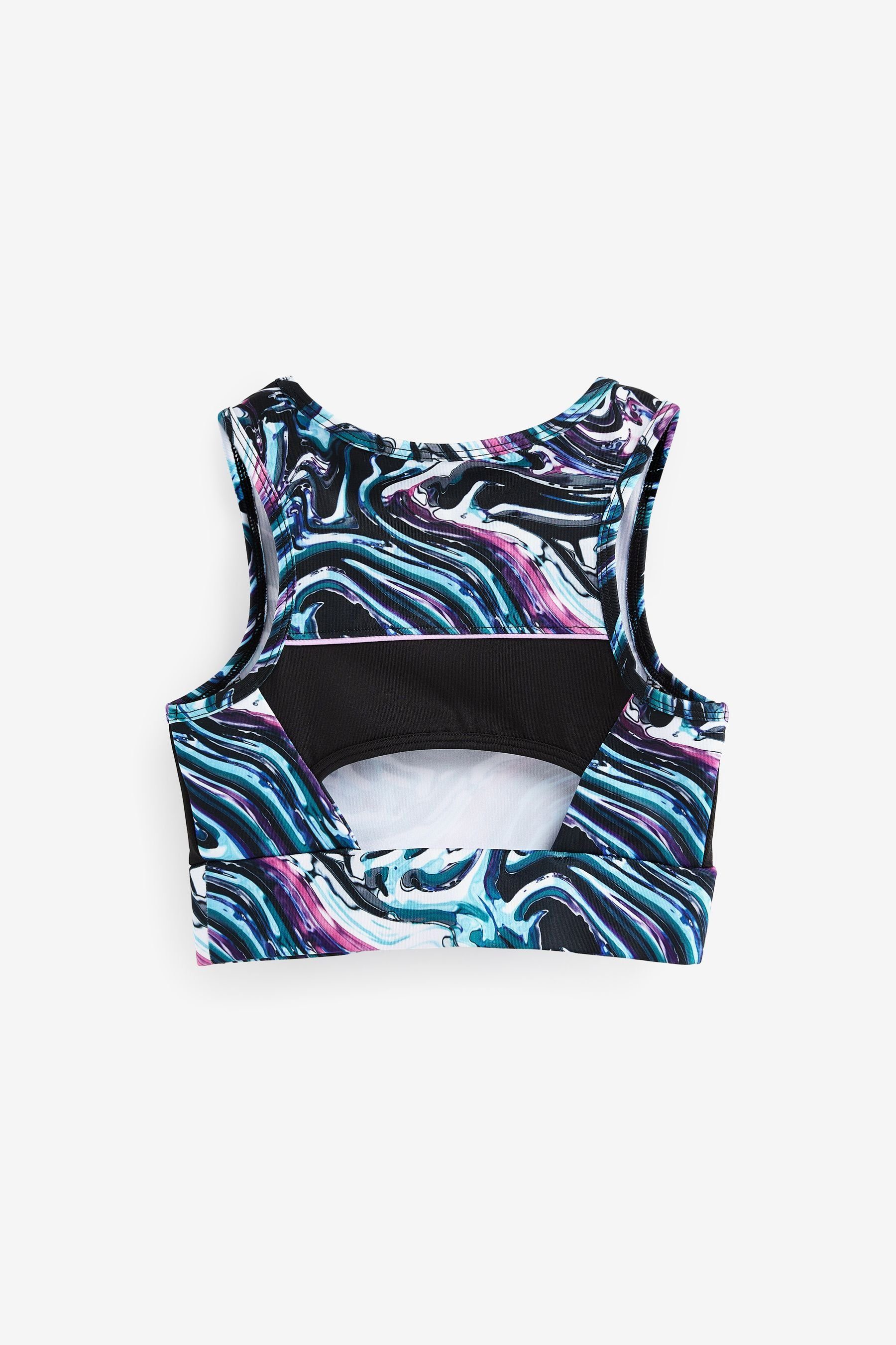 Kurzes Crop-Top (1-tlg) Swirl Pink/Blue/Black Marble Next Sport-Top