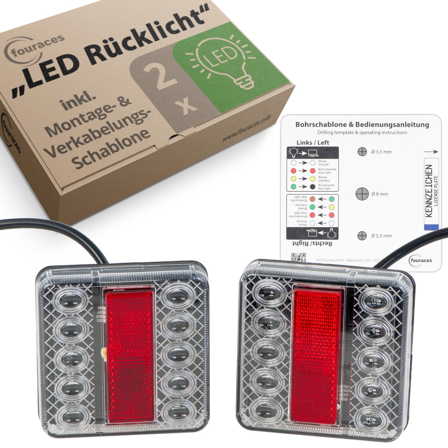 fouraces Anhänger-Rückleuchte fouraces LED Anhänger Rückleuchten, günstig online kaufen
