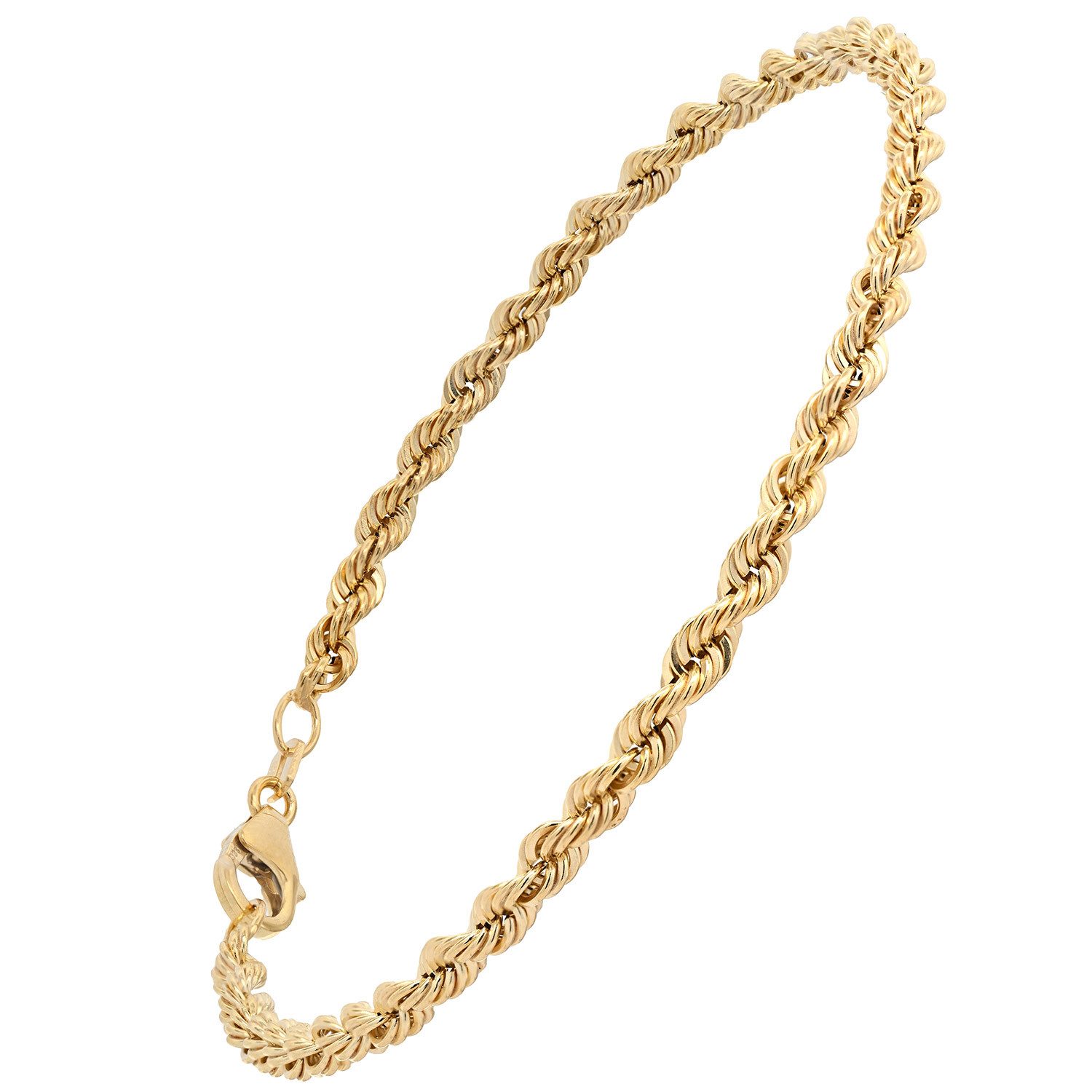 HOPLO Goldarmband Goldarmband Kordelkette hohl 3,3 mm Armkette 19 cm - 333-8 Karat Gold, Made in Germany