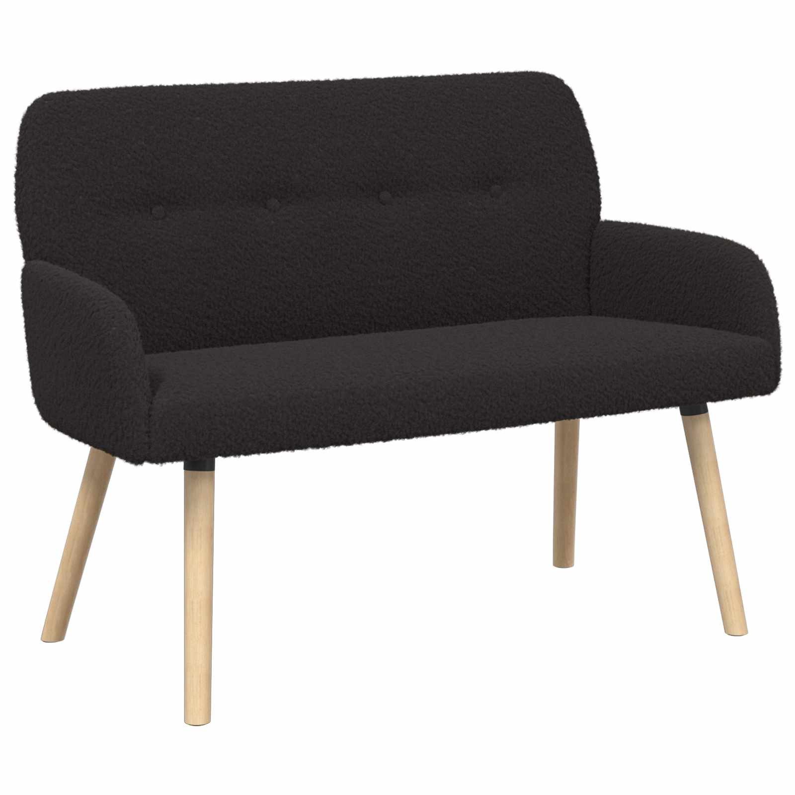 vidaXL Sofa 2-Sitzer Sofa mit Massivholzbeinen Schwarz Bouclé, 1 Teile, 2-Sitzer Sofa mit Massivholzbeinen Schwarz Bouclé
