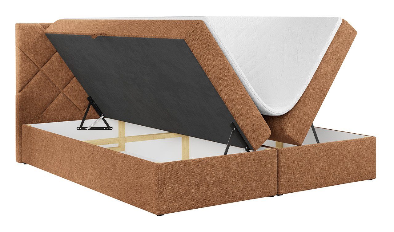 MKS MÖBEL mit Multipocket-Matratze Doppelbett für 3, Bettkasten STELLE Schlafzimmer, mit Boxspringbett
