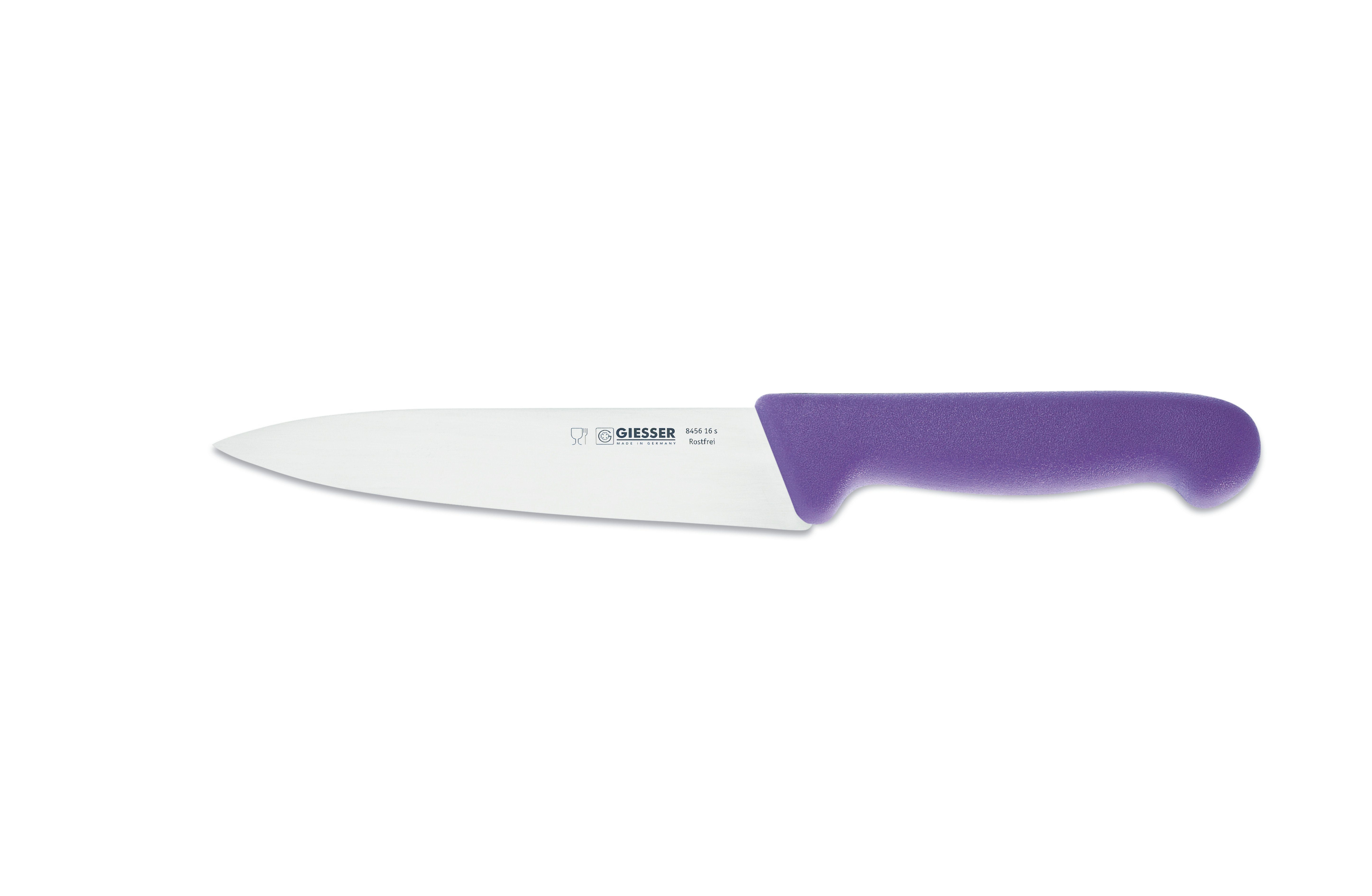 Giesser Messer Kochmesser Küchenmesser 8456, schmale, mittelspitze Klinge, scharf Handabzug, Ideal für jede Küche halal violett