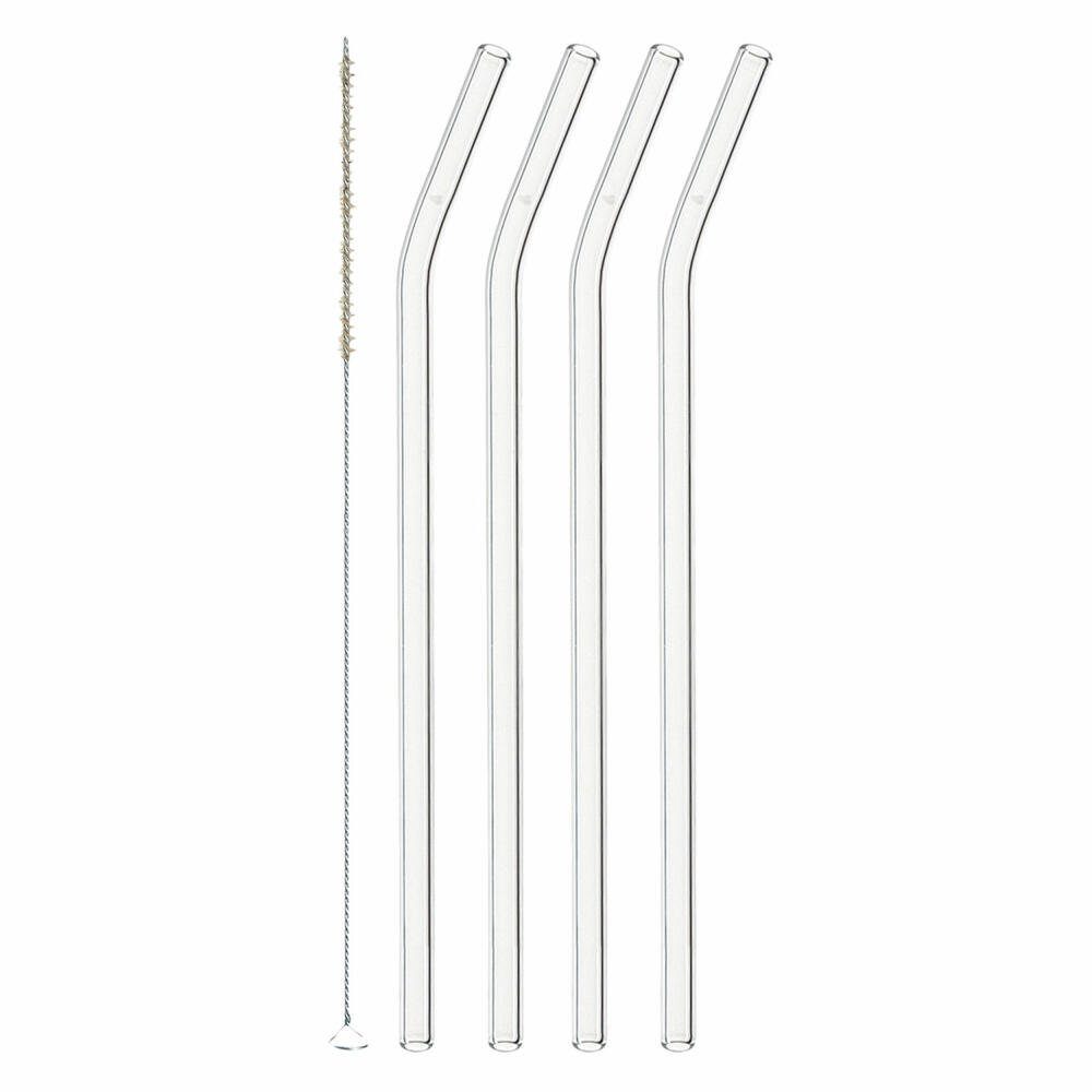 LEONARDO Trinkhalme CIAO Klar Gebogen, 23 cm, (Set, 4-tlg), mit Reinigungsbürste
