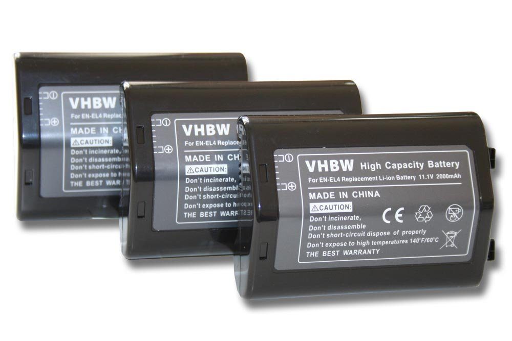 vhbw kompatibel mit Nikon D3, D3X, D2H, D2X, D2Hs, F6, D2Xs Kamera-Akku Li-Ion 2000 mAh (11,1 V)