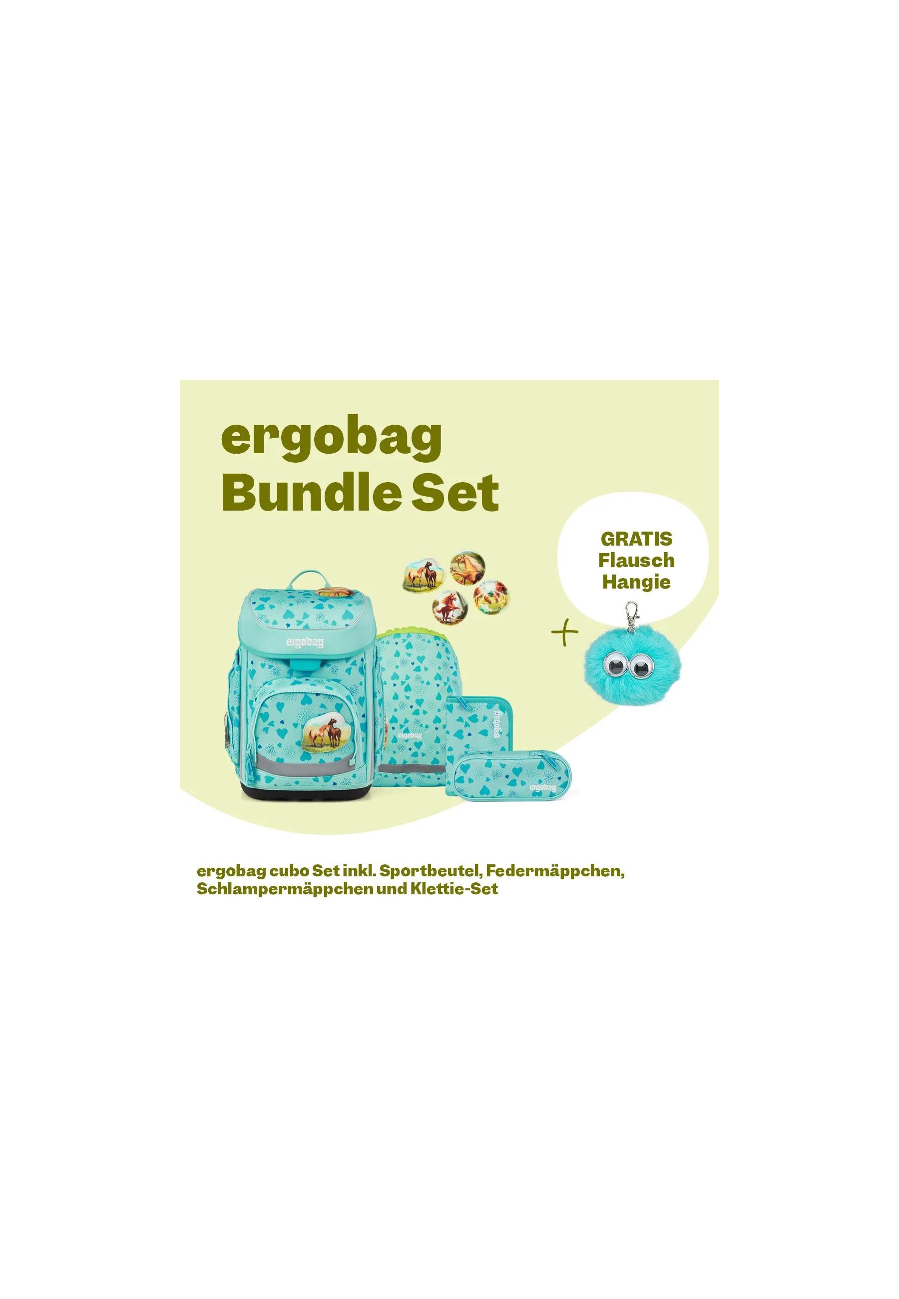 ergobag Schulranzen cubo Bundle Set . (6-tlg., 6-teiliges Set), größenverstellbares Rückensystem