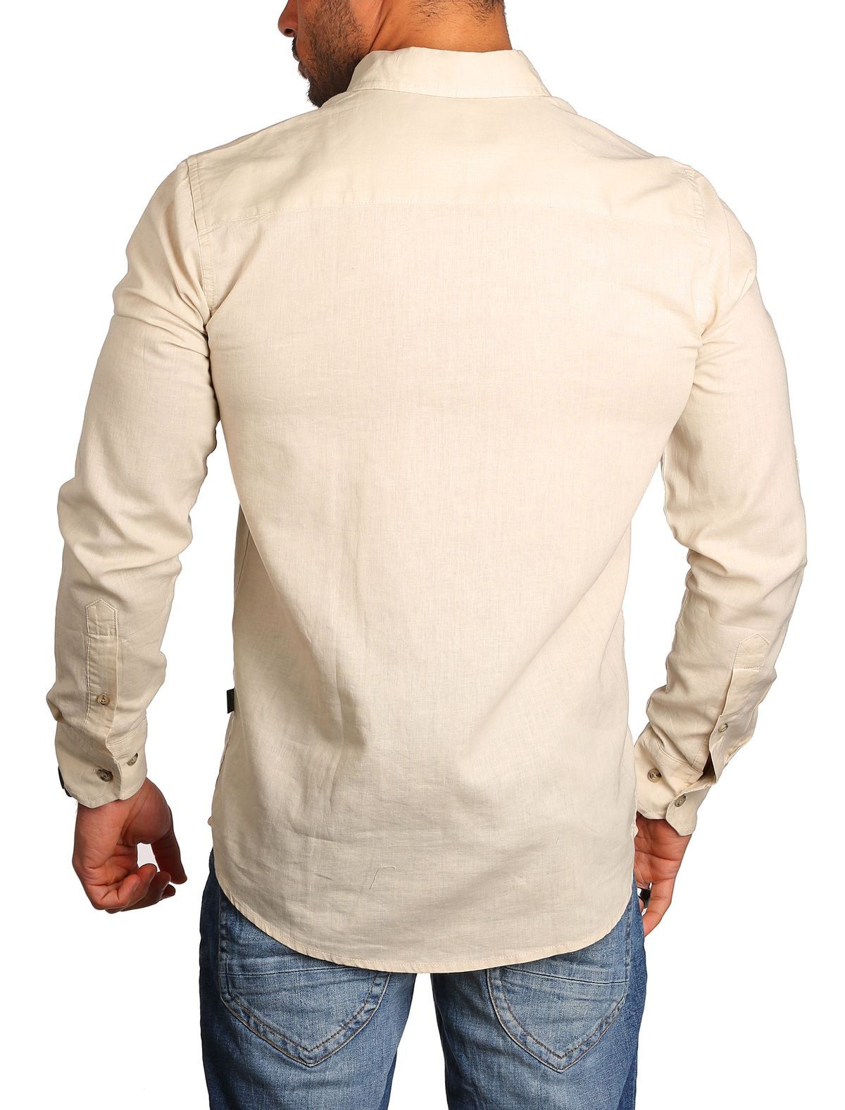 CARISMA Langarmhemd Herren Leinen Baumwoll Mix Casual Hemd 8529 Regular Button-Down-Kragen Langarm Uni – Bild 3 von 4