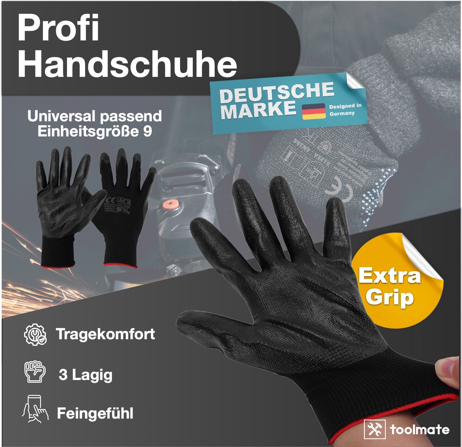 toolmate® Arbeitshandschuhe 10 Paar Arbeitshandschuhe Gartenhandschuhe Gr. günstig online kaufen