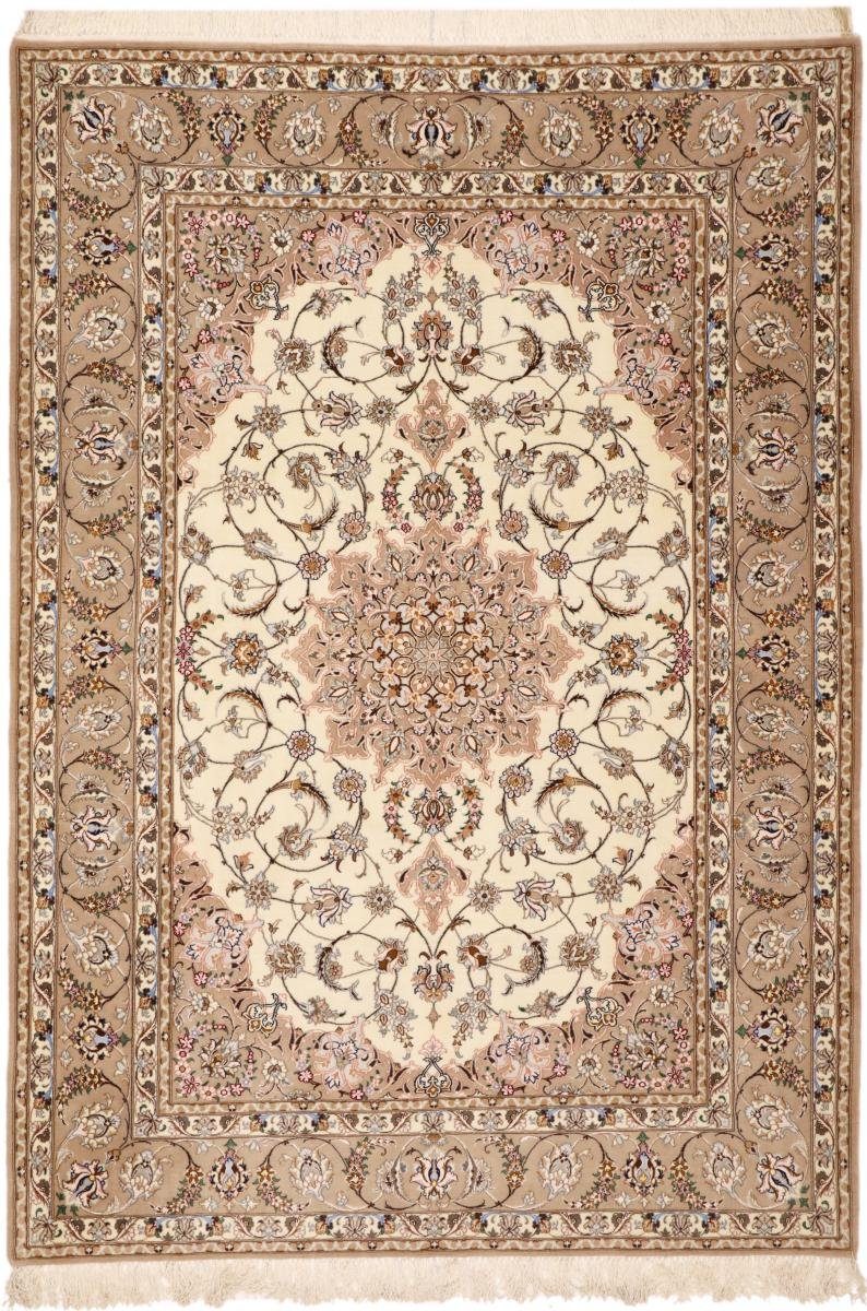 Orientteppich Isfahan Seidenkette 165x232 Handgeknüpfter Orientteppich, Nain Trading, rechteckig, Höhe: 6 mm