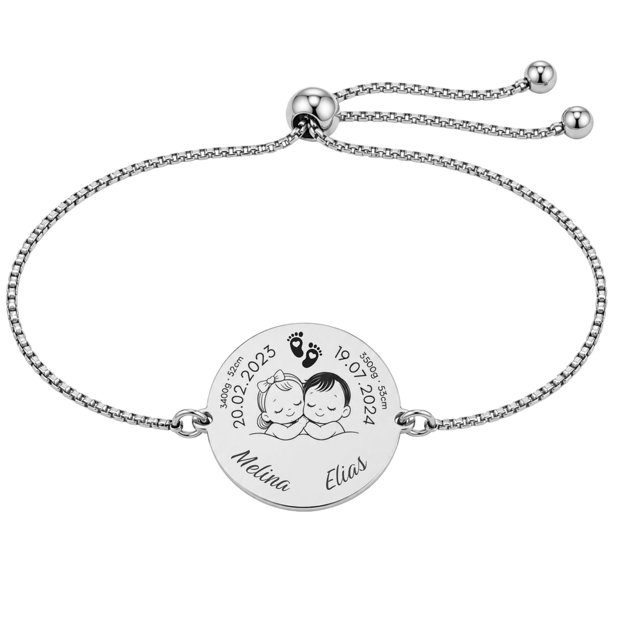 BS Schmuckdesign Armband mit Gravur Personalisiertes Armband mit Gravur Familienarmband für Mama und Papa (1-tlg., personalisiert)
