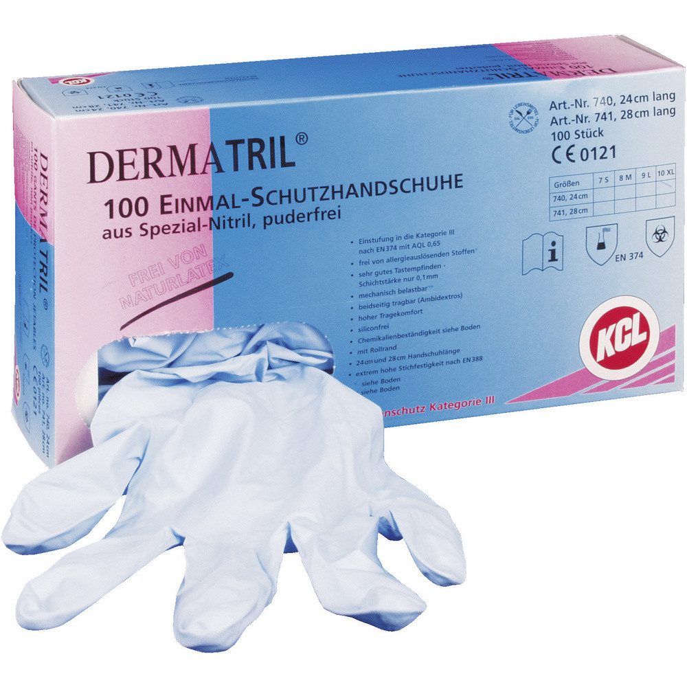 Einweghandschuhe KCL Dermatril 740-7 100 St. Nitril Einweghandschuh Größe (Handschuhe):