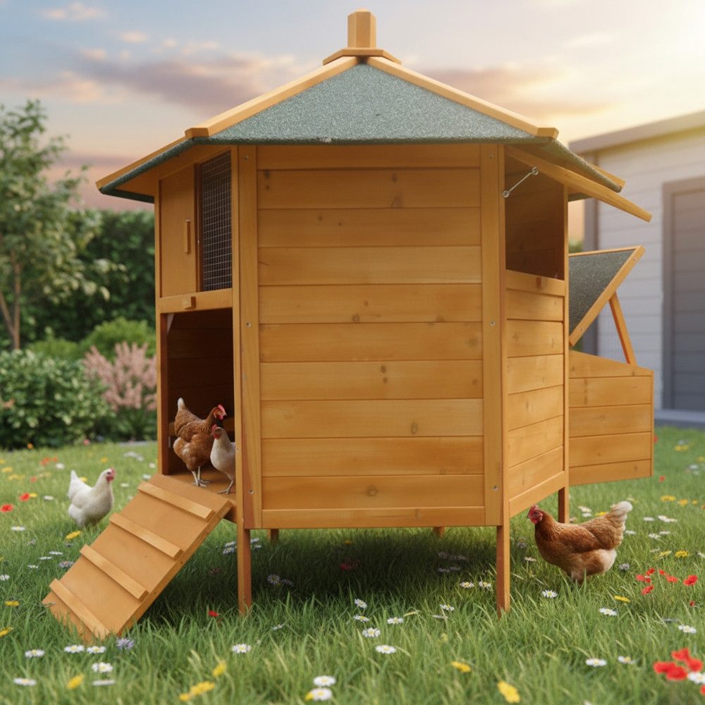 Mucola Kleintierkäfig Gefügelstall Hühnerhaus XXL 6-Ecken Freigehege Kleint günstig online kaufen