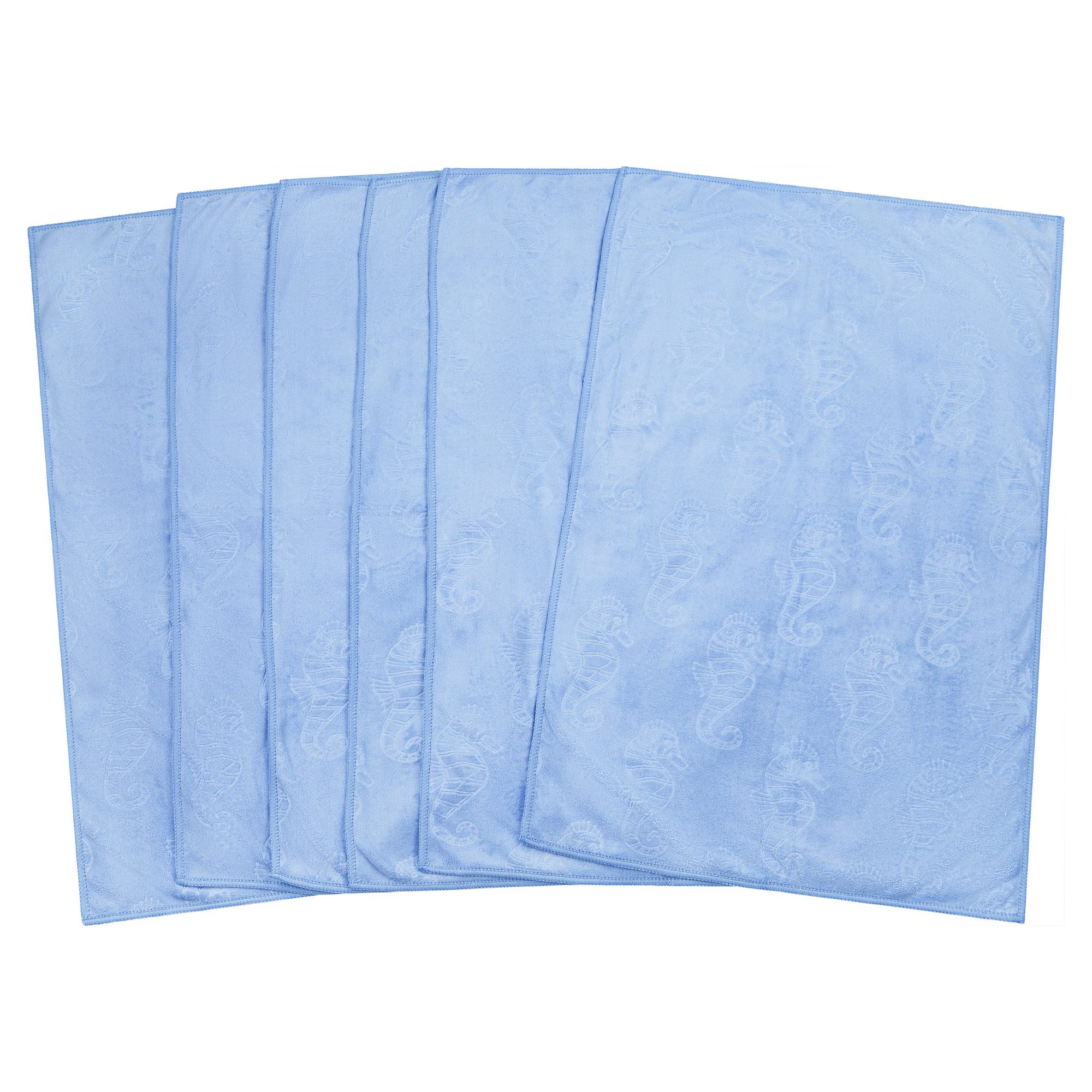 AQUA CLEAN Geschirrtuch Kristall mit Prägemotiv 6tlg. Seepferdchen Blau, (6 günstig online kaufen