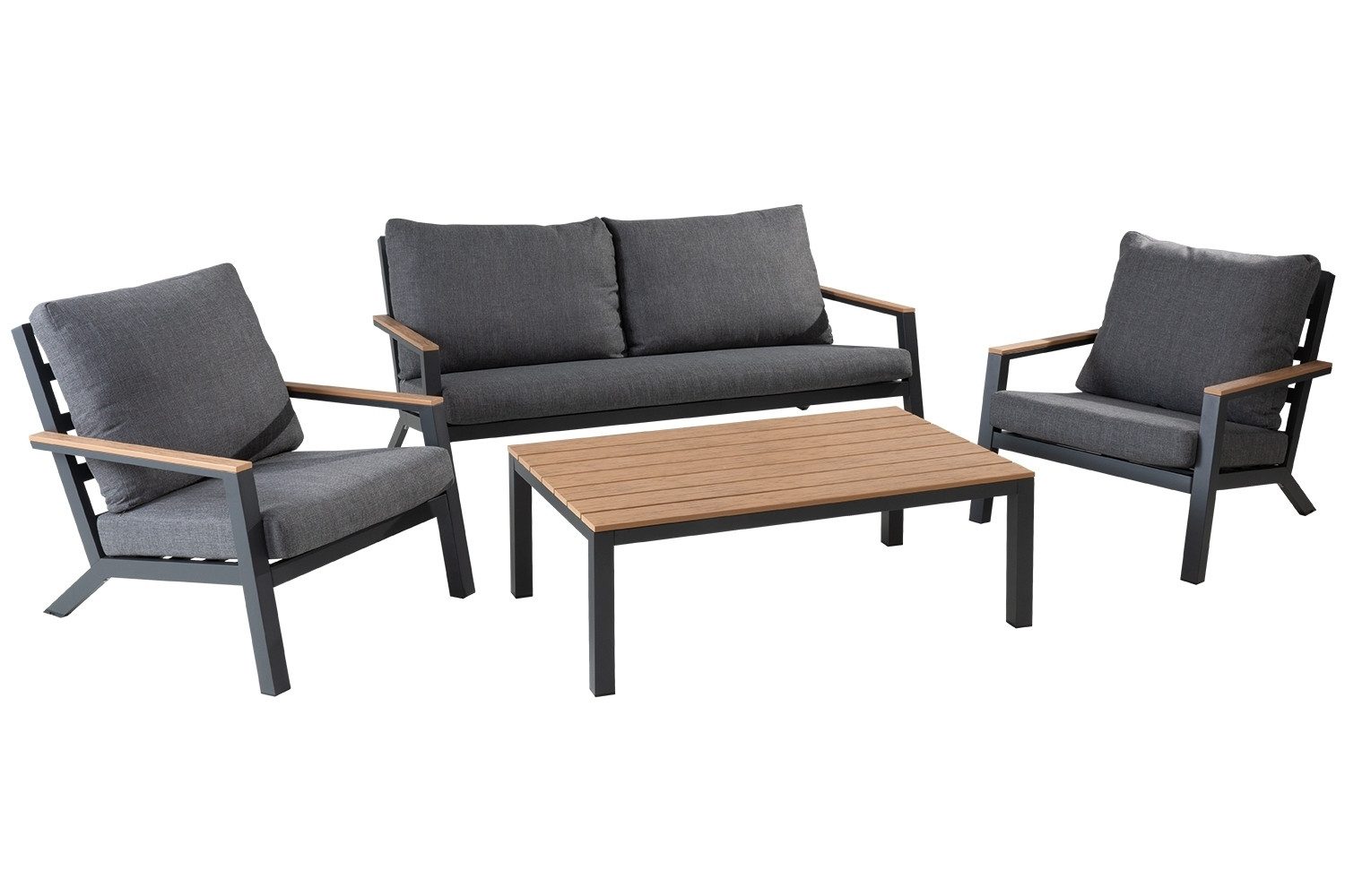 Outdoor Gartenlounge-Set ABUJA, 4-teilig, Anthrazit, Dunkelgrau, günstig online kaufen