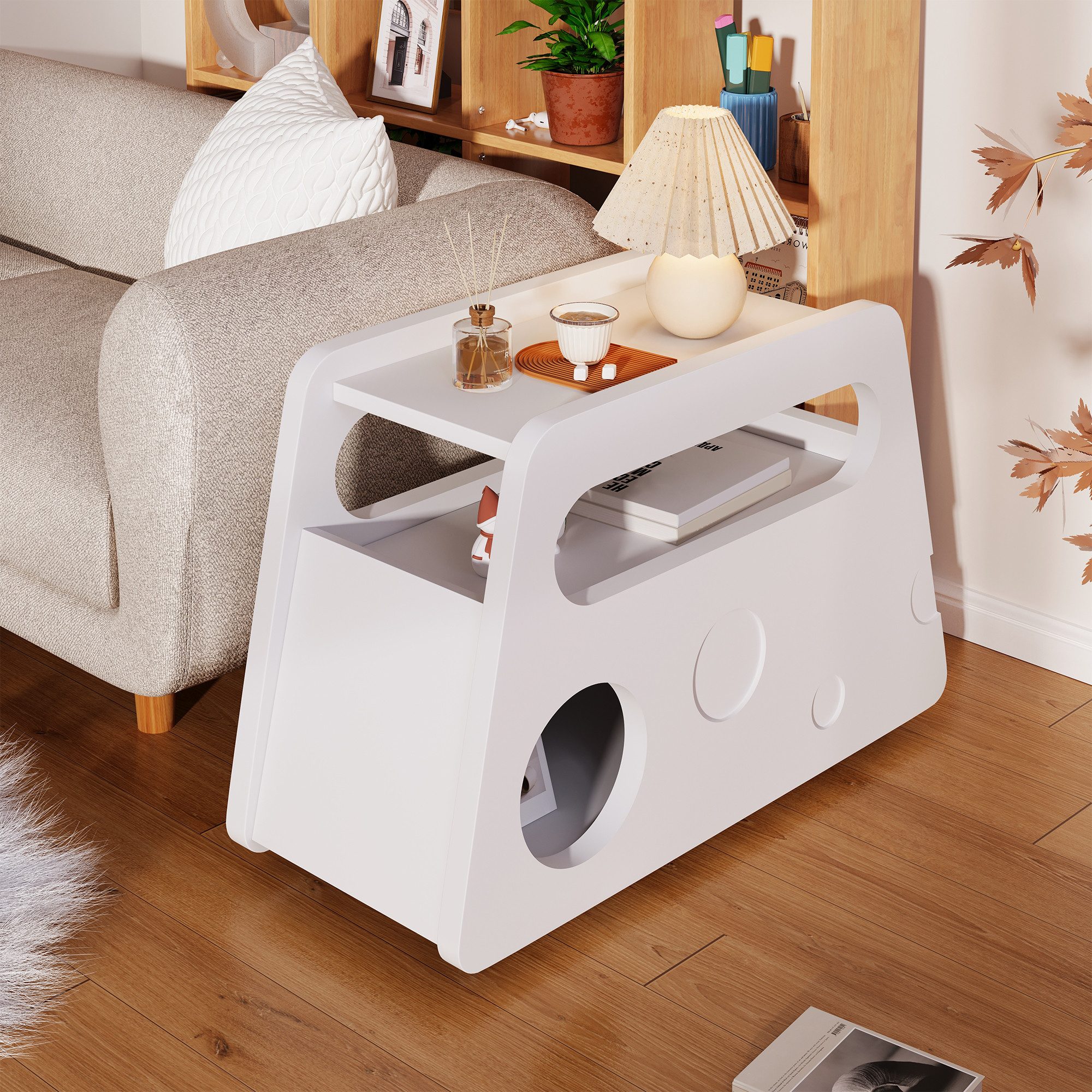 Beistellschrank Sideboard Beistelltisch, Mobil mit Rollen