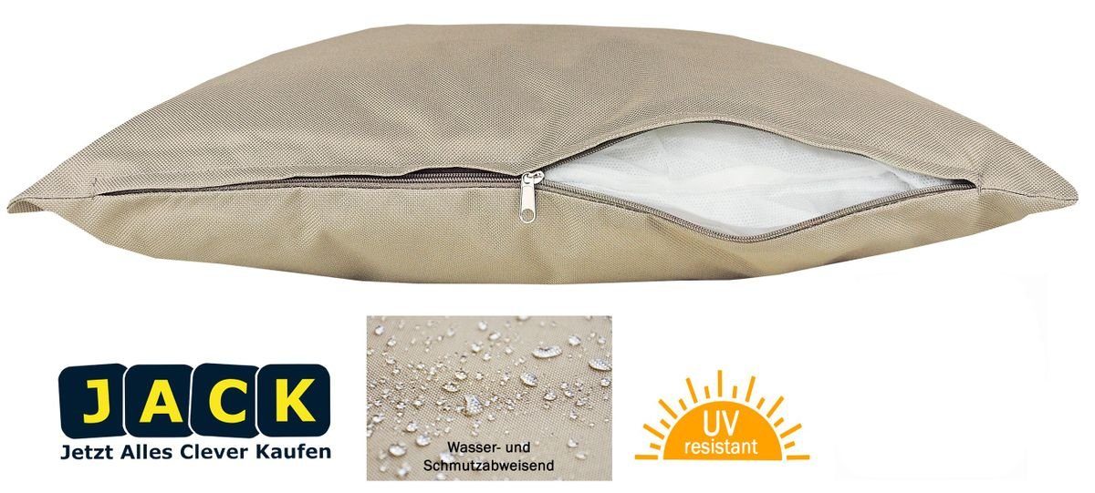 Dekokissen inkl. Strapazierfähig, Dekokissen Innen & geeignet JACK für mit Outdoor Lounge Füllung Außen Taupe Lotus-Effekt, Robust, Wasserfest, Kissen XL 40x60cm