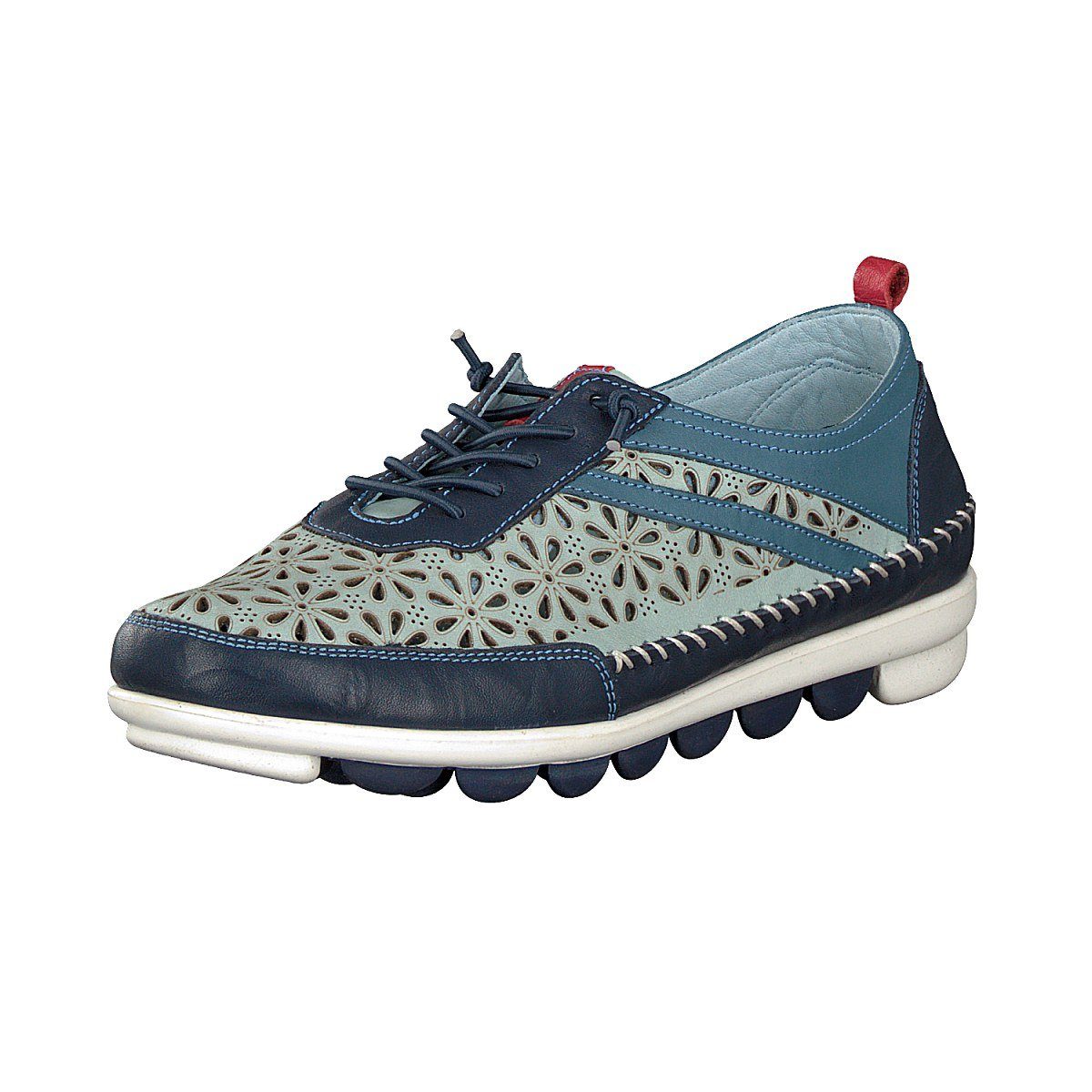 Gemini Damen Schnürschuh Slipper Aus Leder – Bequem, Flexibel, Mit Buntem Farbklecks-Design, 2 Cm Absatz